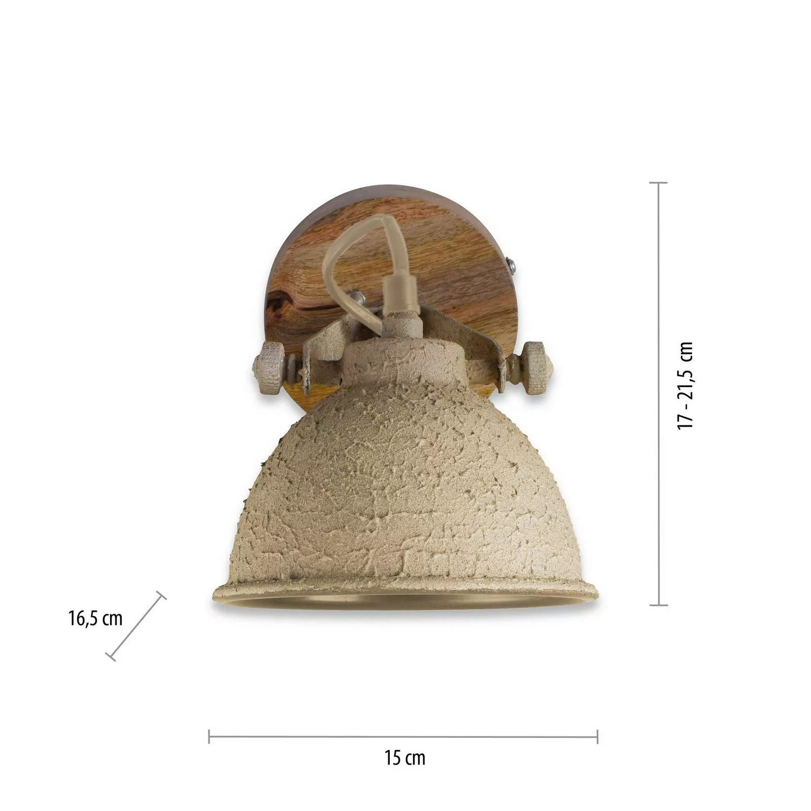 Wandlampe Samia 1-flg Mangoholz beige strukturiert günstig online kaufen