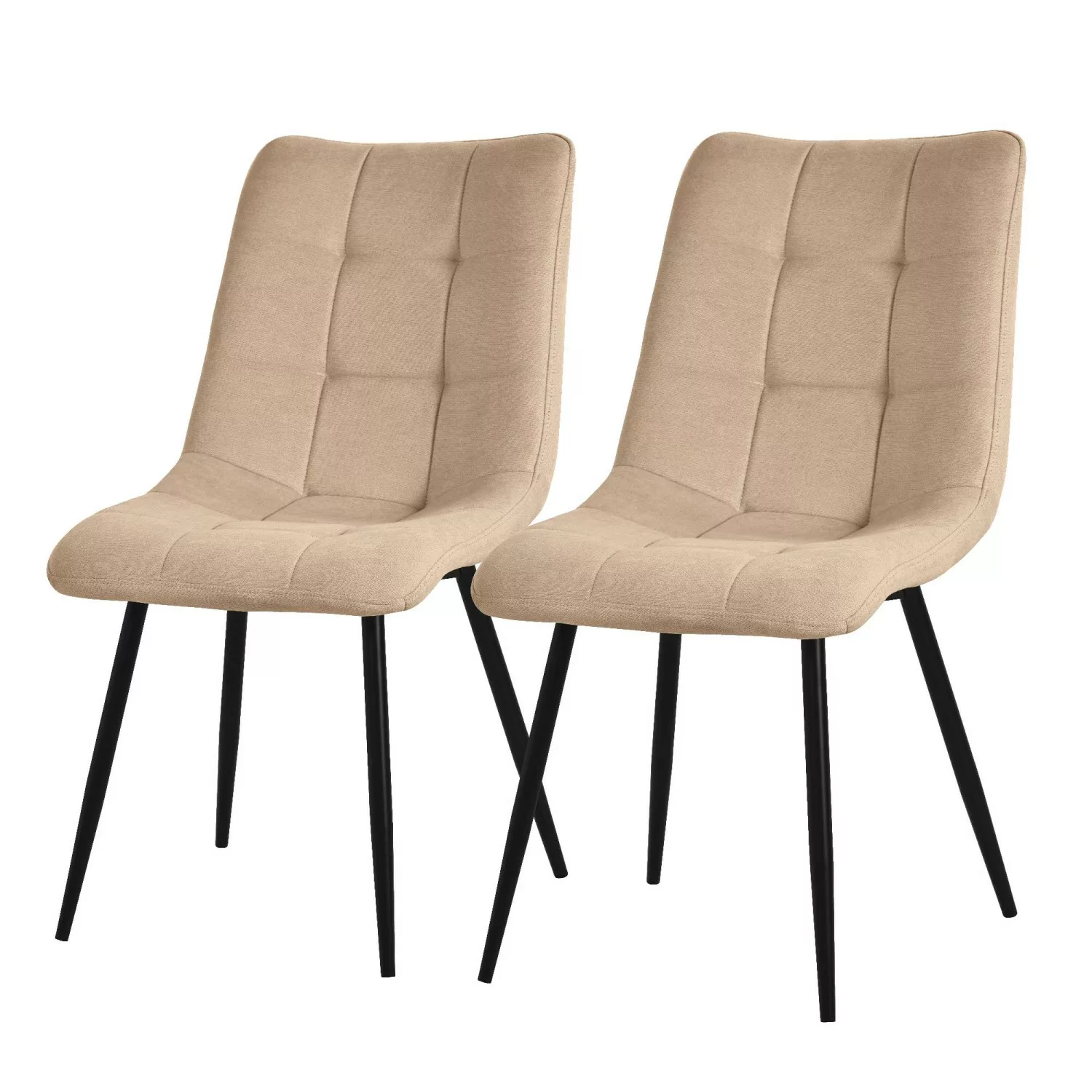 ML-Design Esszimmerstühle 2Er Set Hellbraun mit Stoffbezug mit Rückenlehne günstig online kaufen
