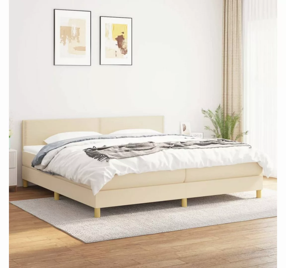 vidaXL Boxspringbett Boxspringbett mit Matratze Creme 200x200 cm Stoff Bett günstig online kaufen