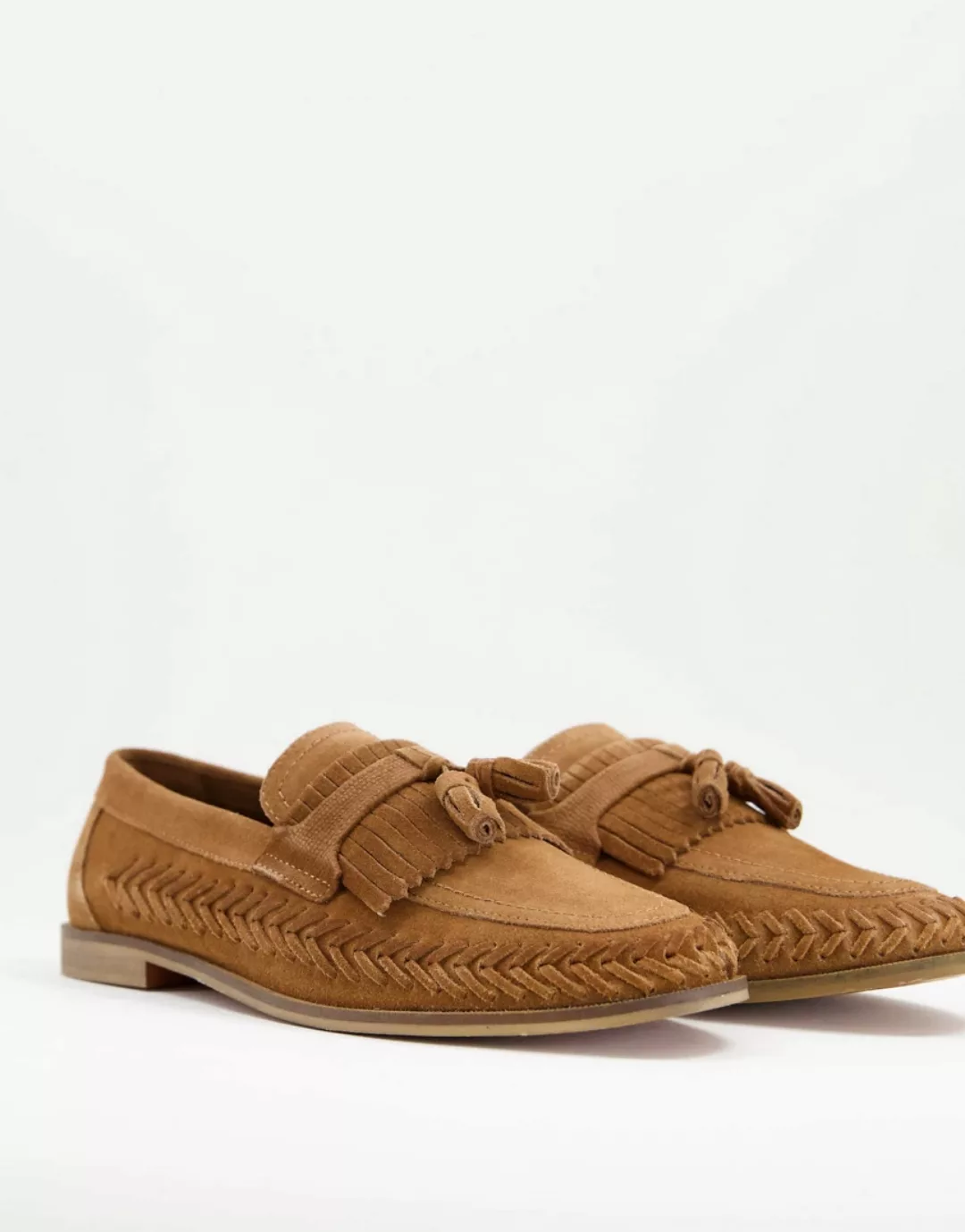 Walk London – Arrow – Loafer aus Wildleder in Hellbraun mit Flechtdetails günstig online kaufen