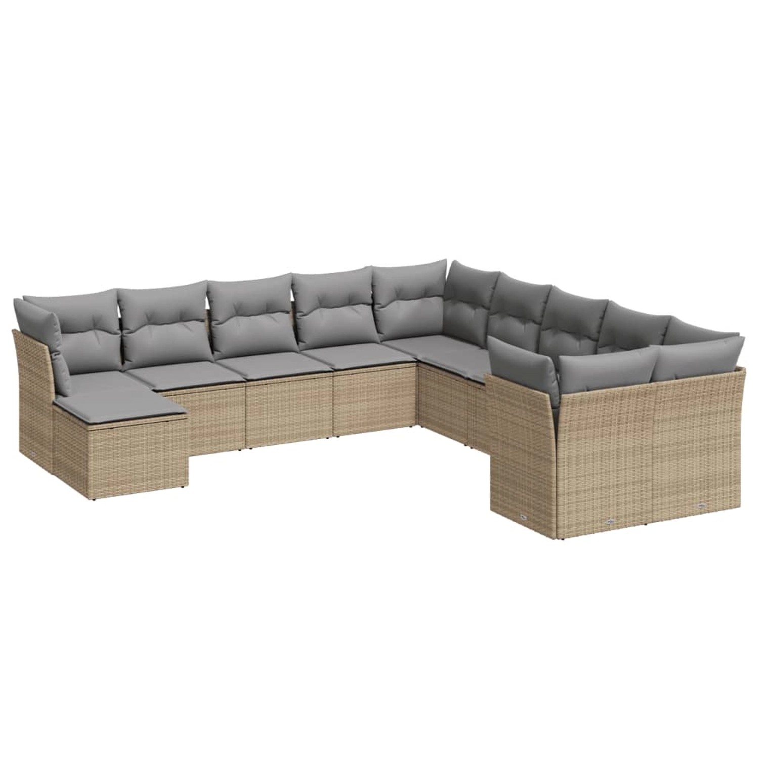 vidaXL 11-tlg Garten-Sofagarnitur mit Kissen Beige Poly Rattan Modell 34 günstig online kaufen