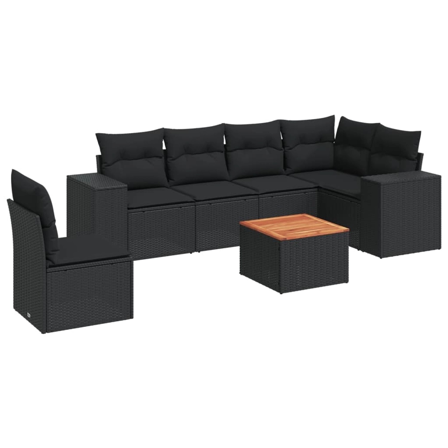 vidaXL 7-tlg Garten-Sofagarnitur mit Kissen Schwarz Poly Rattan Modell 7 günstig online kaufen