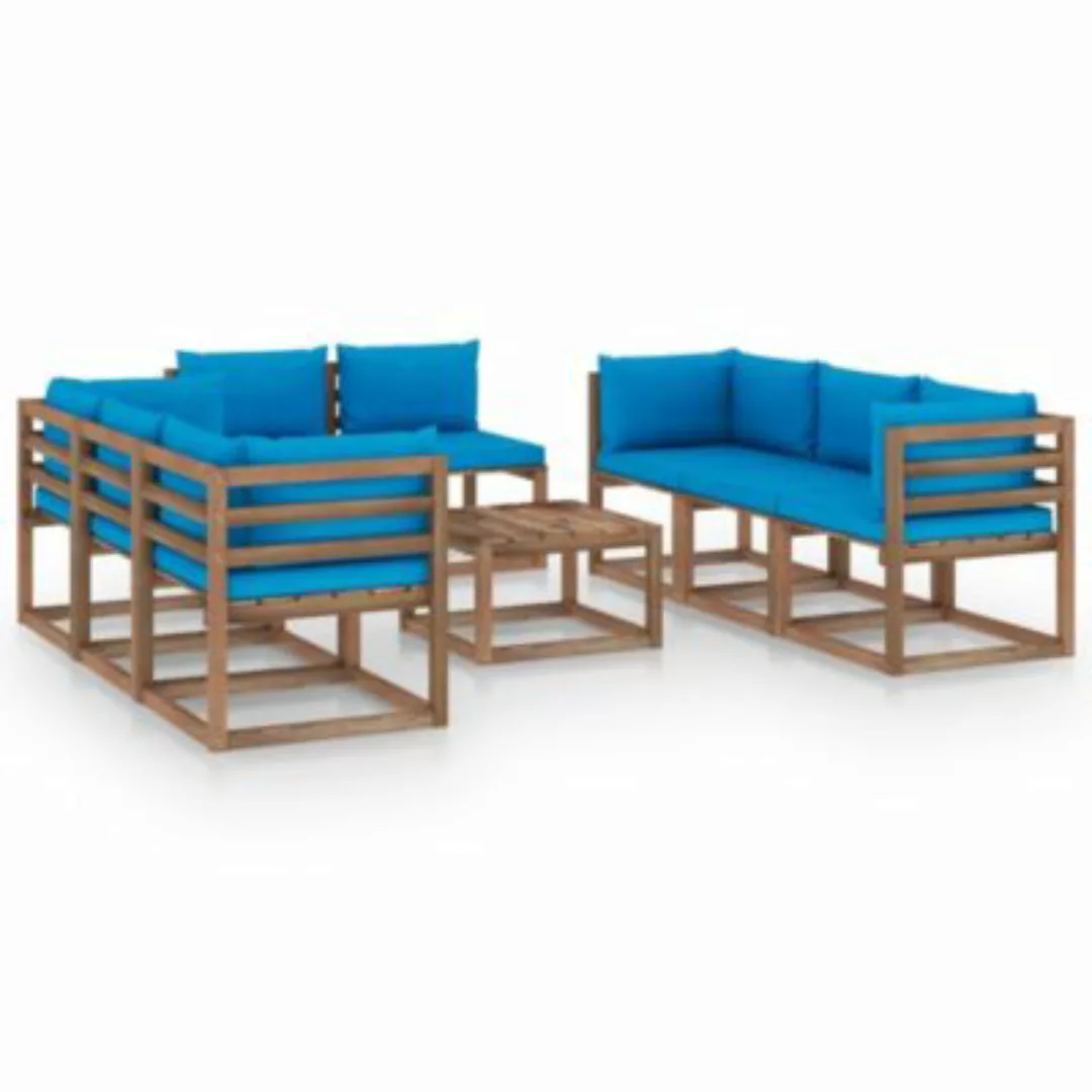 9-tlg. Garten-lounge-set Mit Kissen Hellblau günstig online kaufen