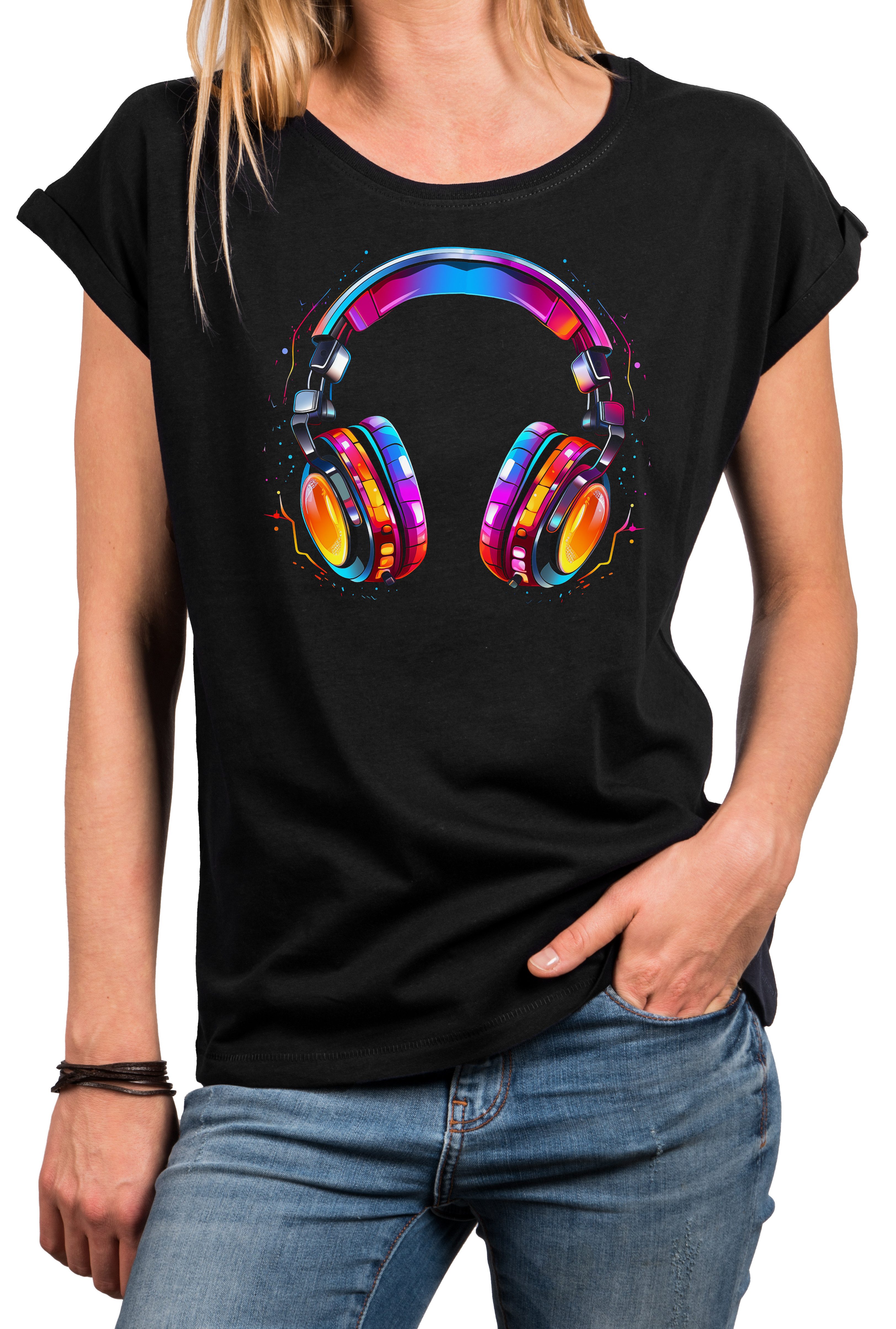 MAKAYA Print-Shirt Damen Gitarrenmotiv Gitarre Festival günstig online kaufen