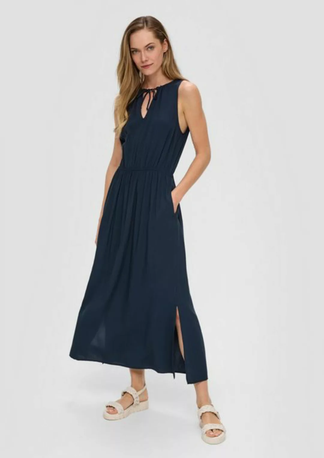 s.Oliver Maxikleid Satin-Kleid mit Schleifendetail Artwork günstig online kaufen