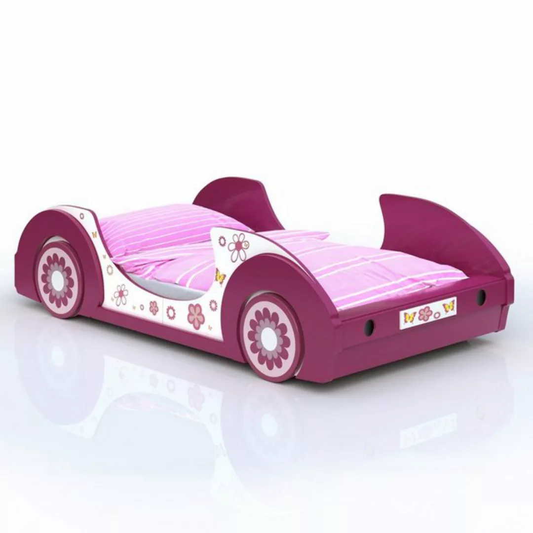 Kinderbett Butterfly Weiß/Pink 90x200cm günstig online kaufen