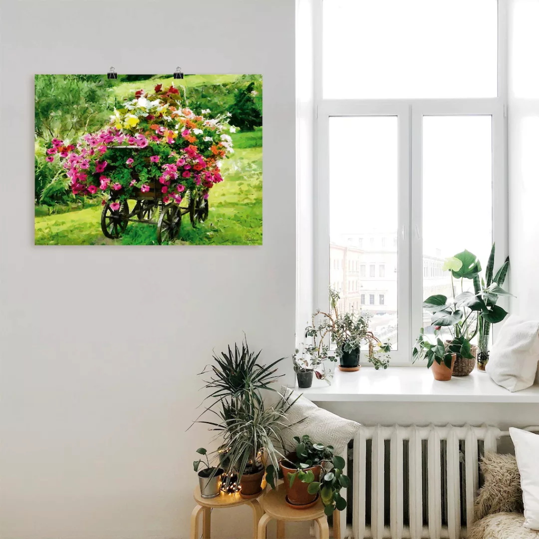 Artland Wandbild "Kutsche mit Blumen", Blumenbilder, (1 St.), als Alubild, günstig online kaufen