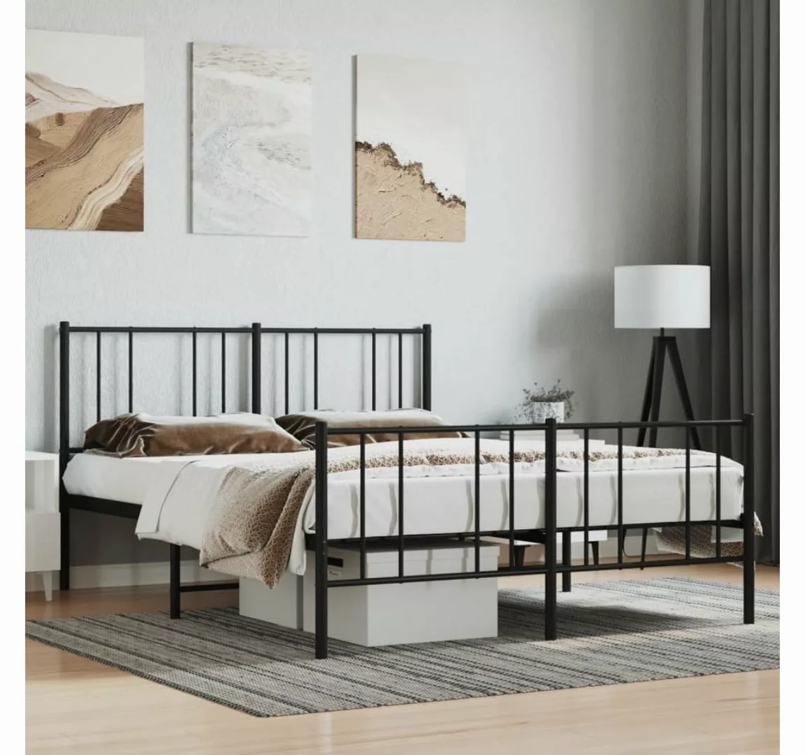 furnicato Bett Bettgestell mit Kopf- und Fußteil Metall Schwarz 150x200 cm günstig online kaufen