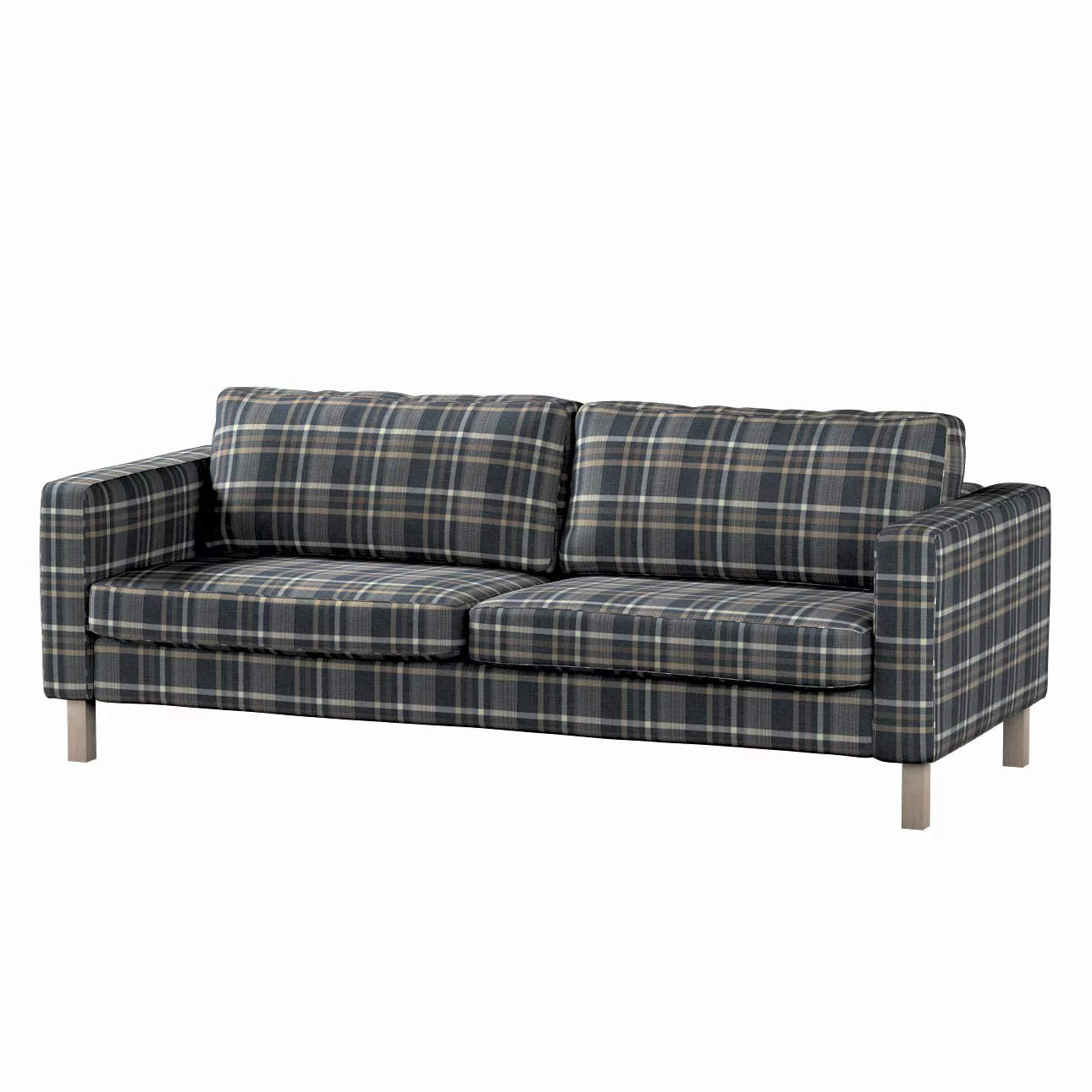 Bezug für Karlstad 3-Sitzer Sofa nicht ausklappbar, kurz, braun- blau, Bezu günstig online kaufen