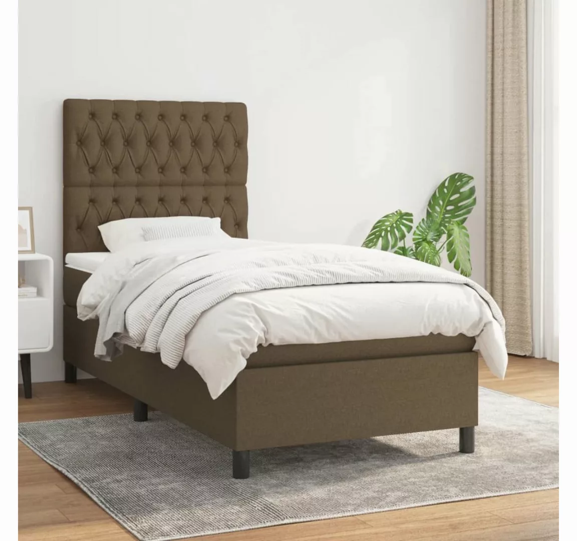 vidaXL Boxspringbett Bett Boxspringbett mit Matratze Stoff (90 x 190 cm, Br günstig online kaufen