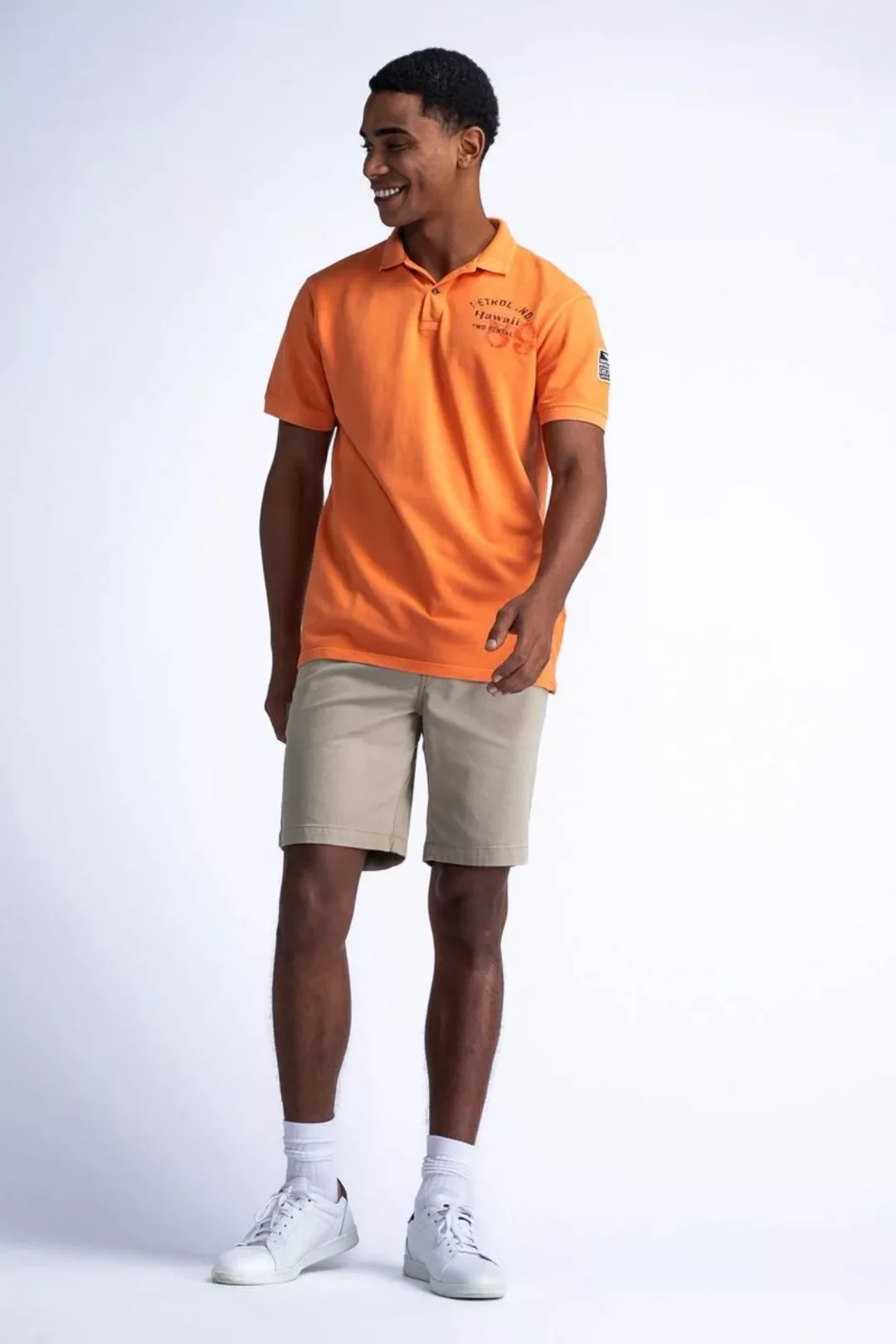 Petrol Poloshirt Meander Orange - Größe M günstig online kaufen