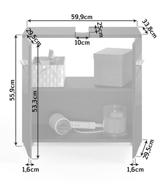 Inn.Furn Waschbeckenunterschrank Leon (Waschtisch Unterschrank in schwarz, günstig online kaufen