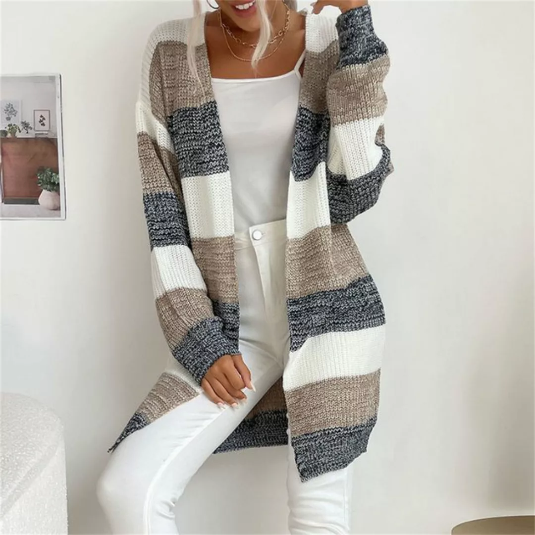 RUZU UG Anorak Langer, knopfloser Pullovermantel für Damen im Farbblockdesi günstig online kaufen
