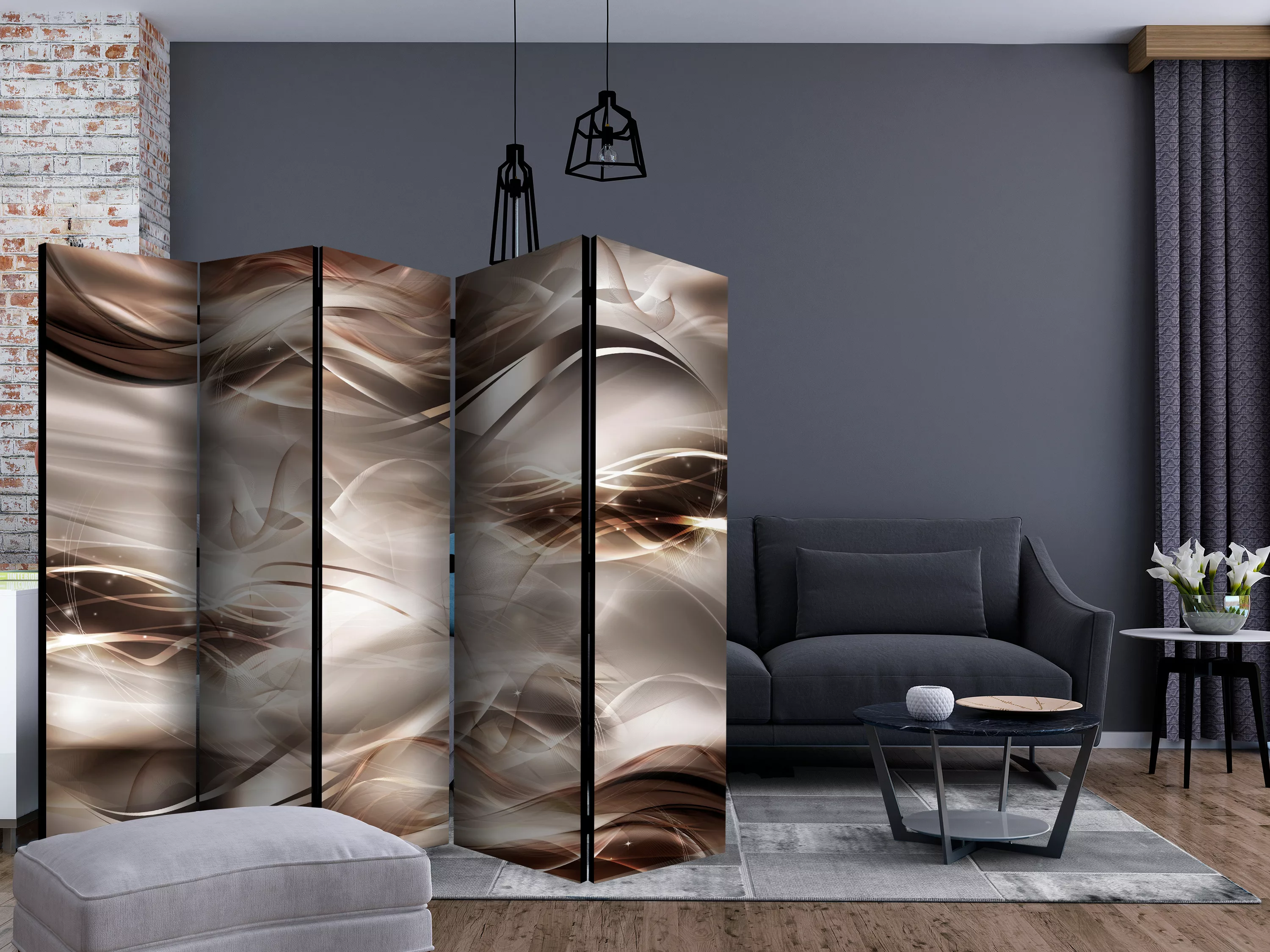 5-teiliges Paravent - Umber Waves Ii [room Dividers] günstig online kaufen