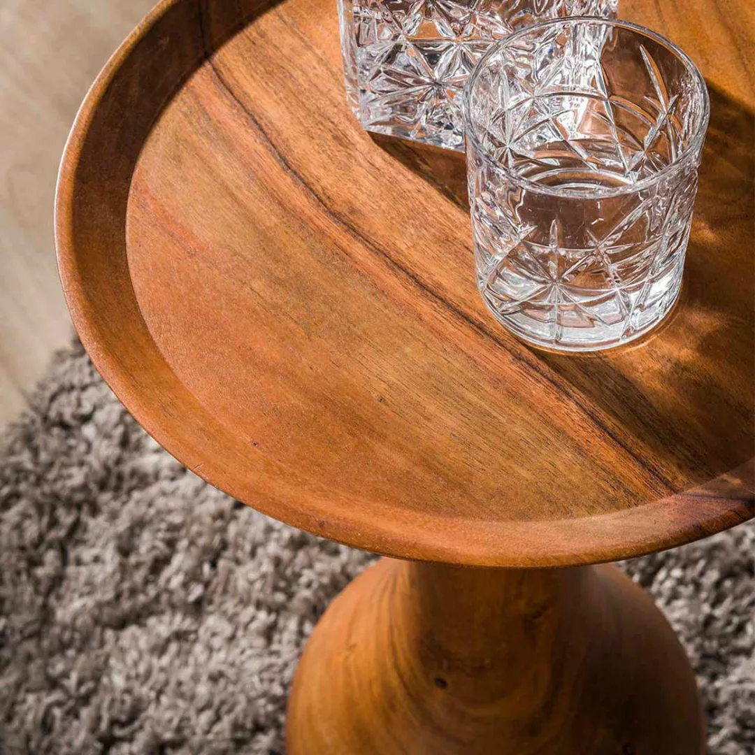 Beistelltischchen aus Akazie Massivholz 59 cm hoch - 35 cm Durchmesser günstig online kaufen