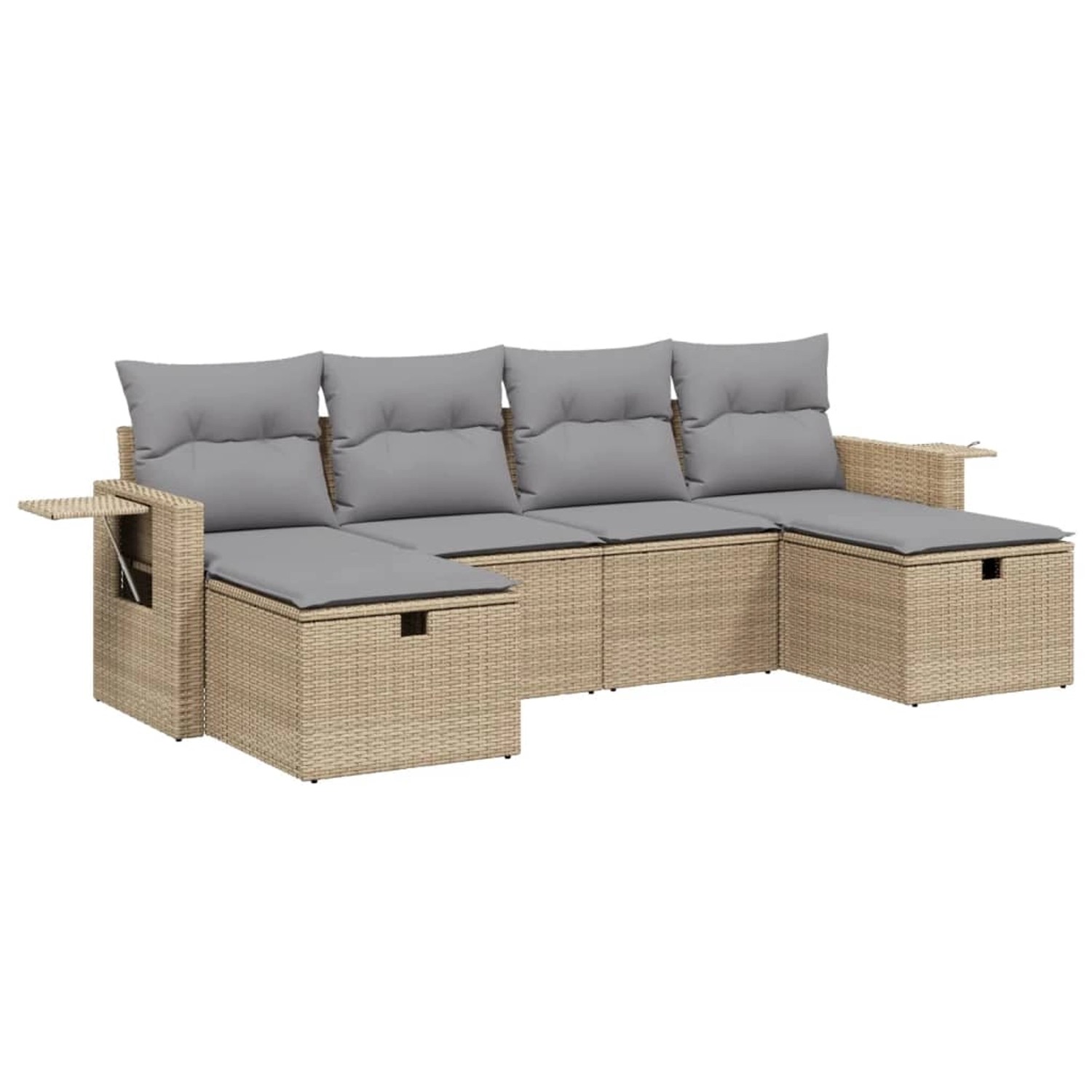 vidaXL 6-tlg Garten-Sofagarnitur mit Kissen Beige Poly Rattan Modell 135 günstig online kaufen