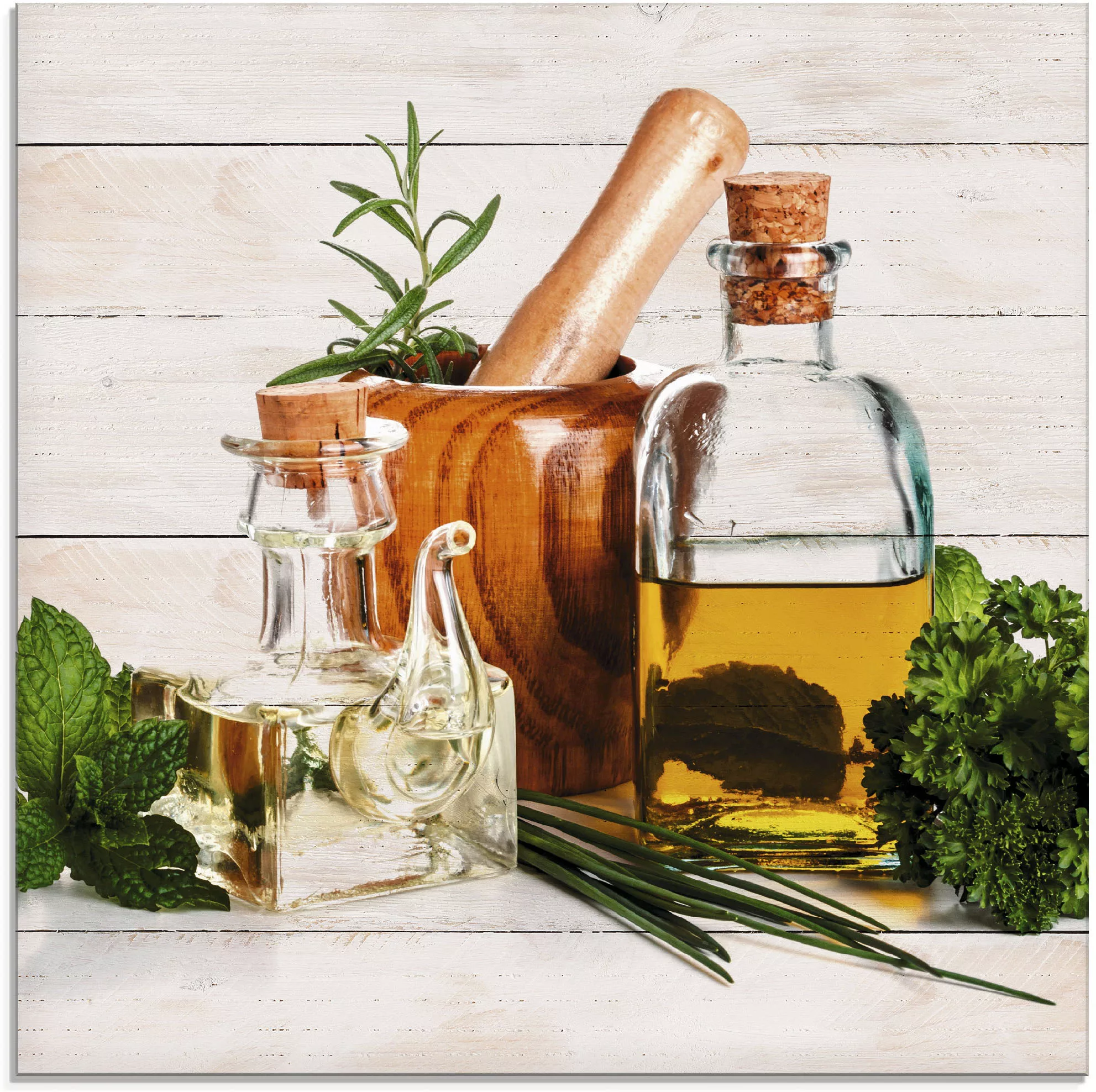 Artland Glasbild "Olivenöl und Kräuter - Küche", Arrangements, (1 St.), in günstig online kaufen