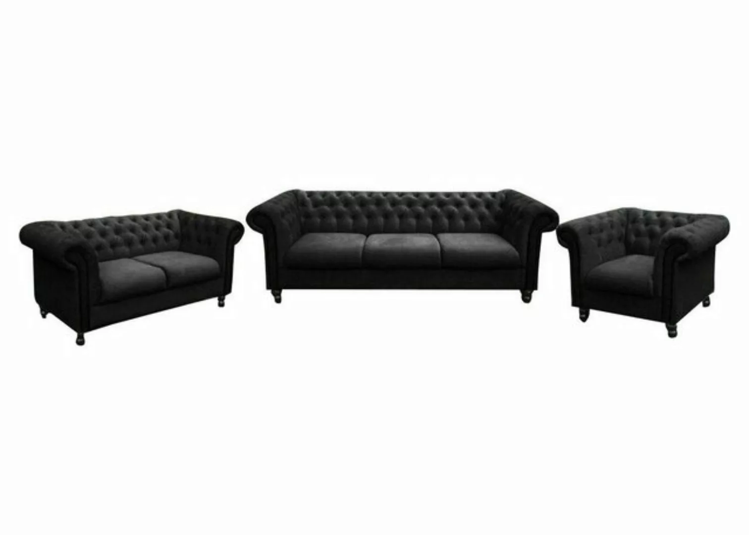 JVmoebel Sofa Schwarze Chesterfield Sofagarnitur Chesterfield Design Wohnzi günstig online kaufen