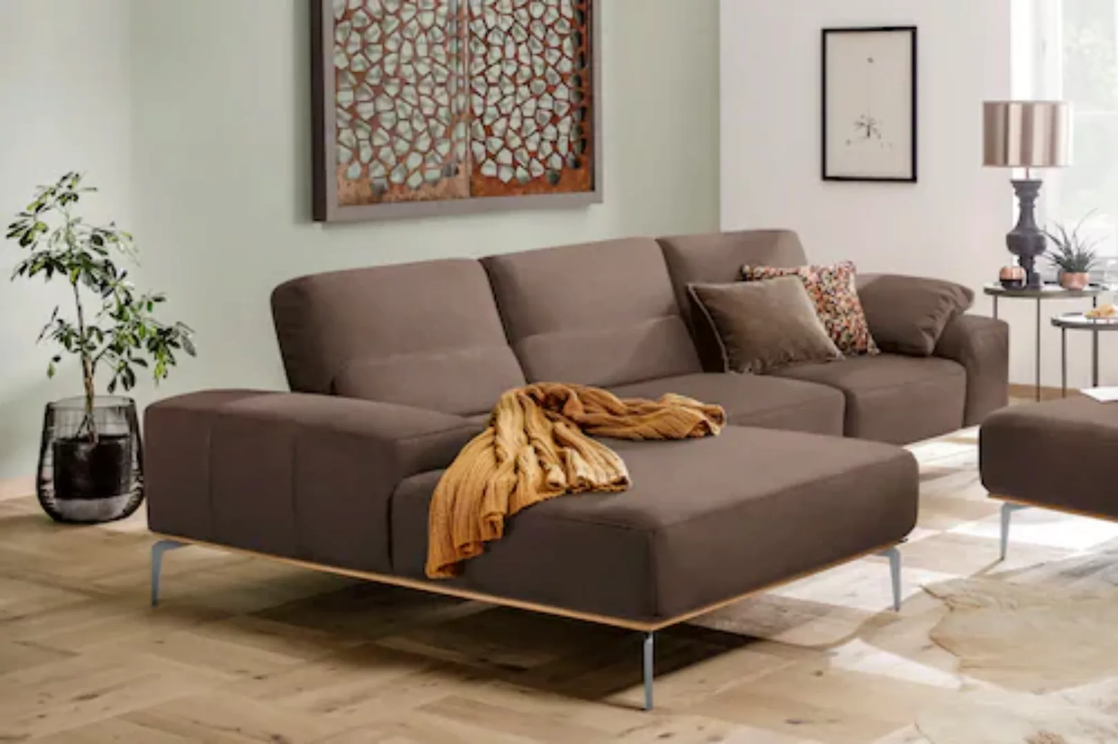 W.SCHILLIG Ecksofa run, mit elegantem Holzsockel, Füße in Chrom glänzend, B günstig online kaufen