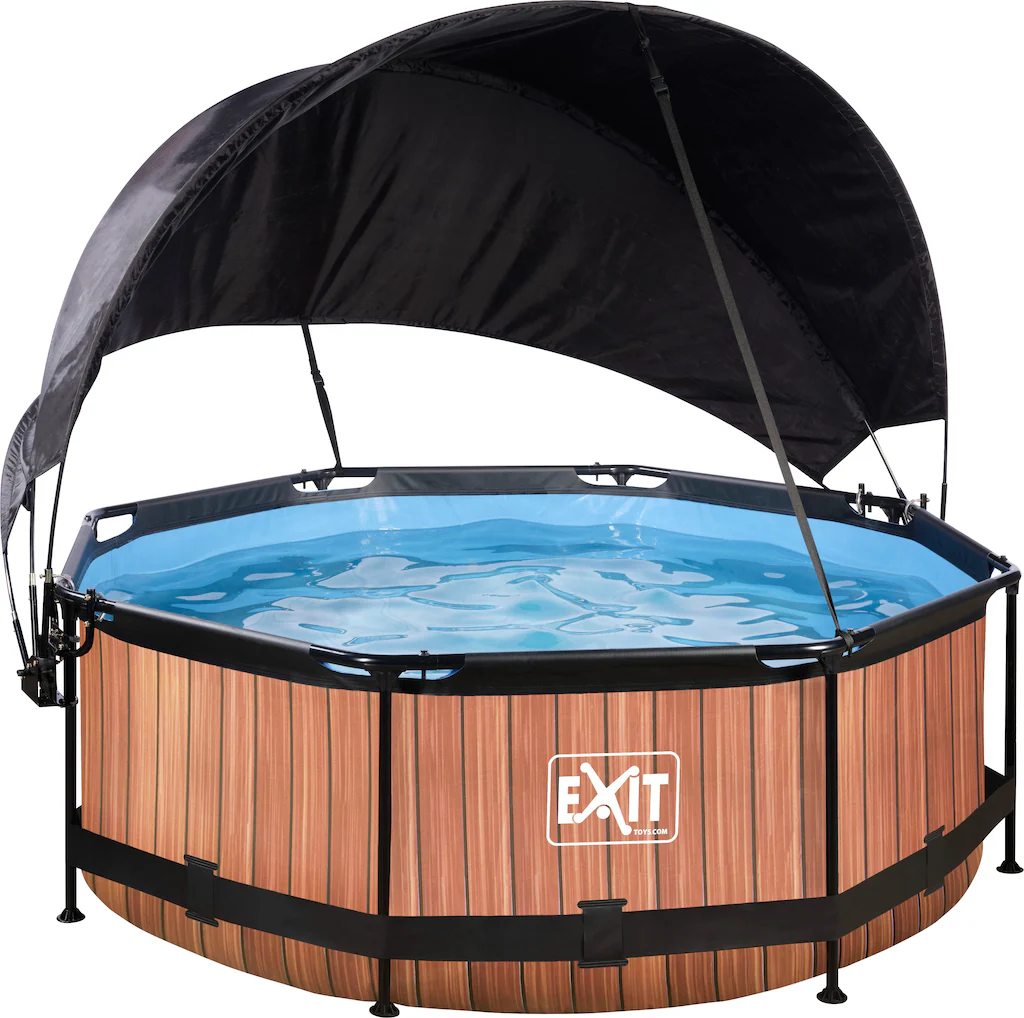 EXIT Wood Pool Braun ø 244 x 76 cm m. Filterpump u. Sonnensegel günstig online kaufen