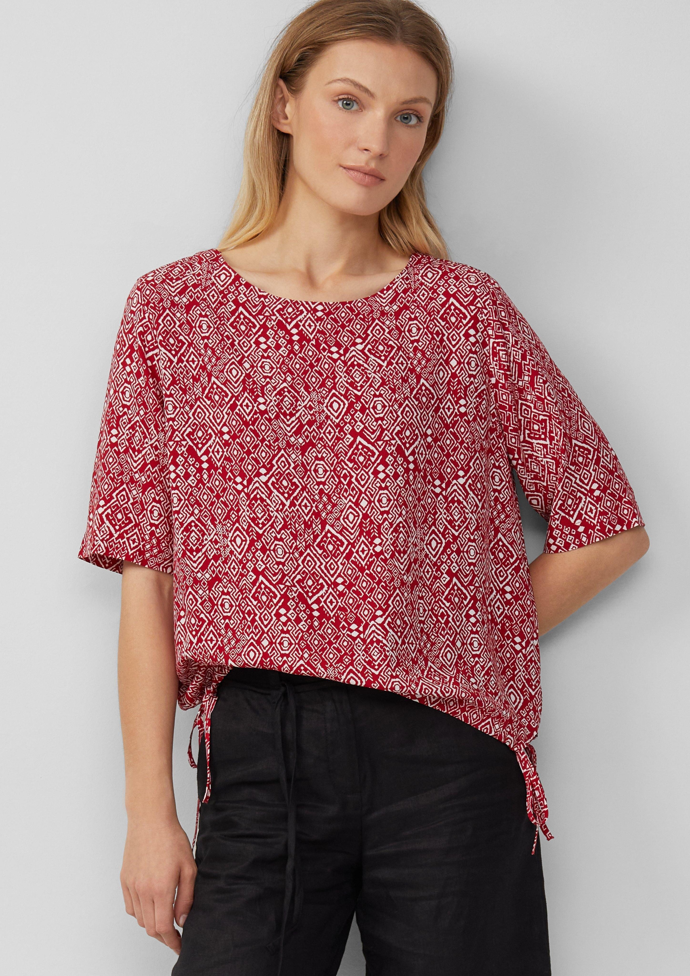 s.Oliver Kurzarmbluse Gemusterte Shirt-Bluse mit verstellbarem günstig online kaufen