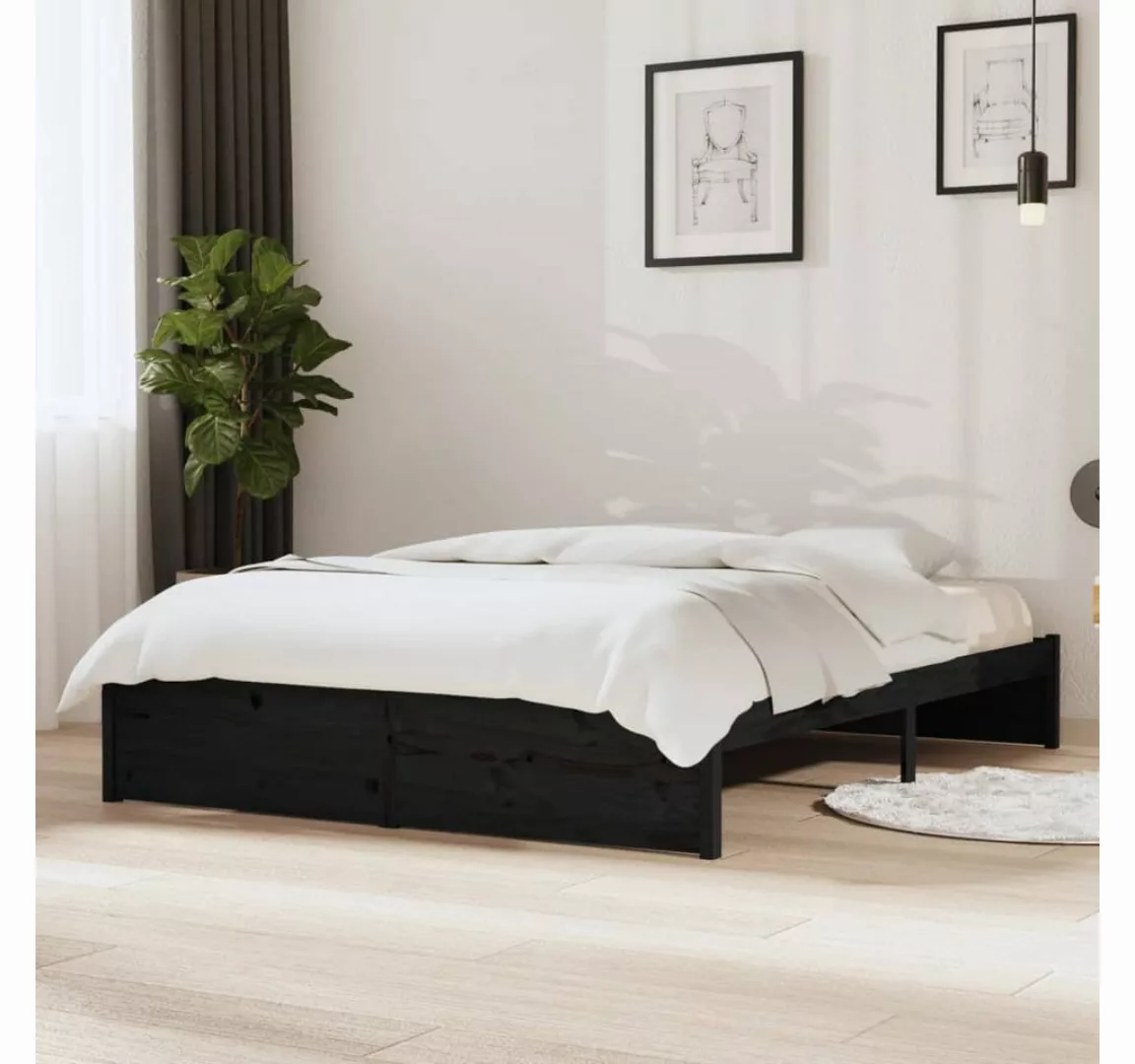 furnicato Bett Massivholzbett Schwarz 135x190 cm günstig online kaufen