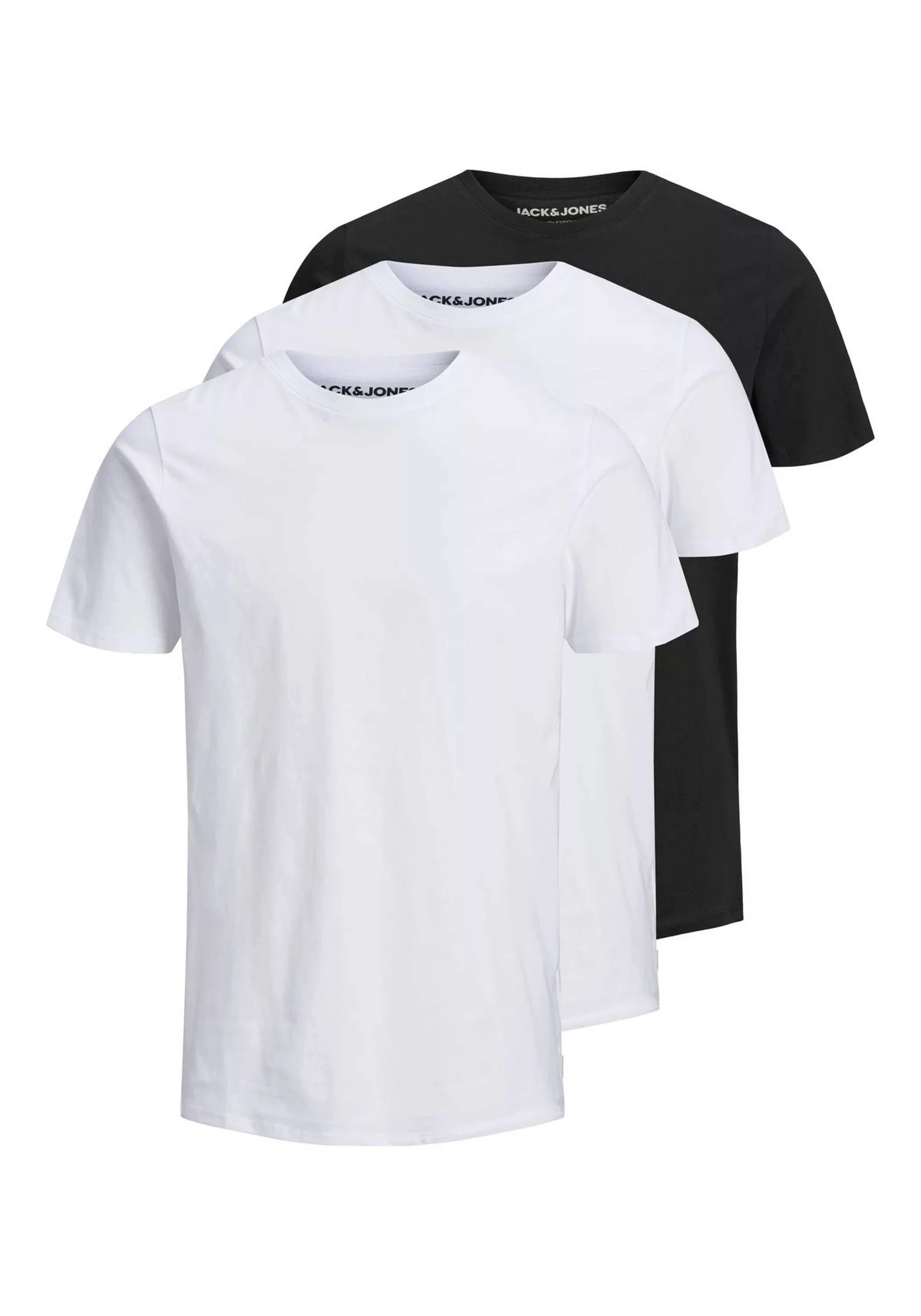 Jack & Jones Herren Rundhals T-Shirt JJEORGANIC BASIC 3er PACK - Slim Fit günstig online kaufen