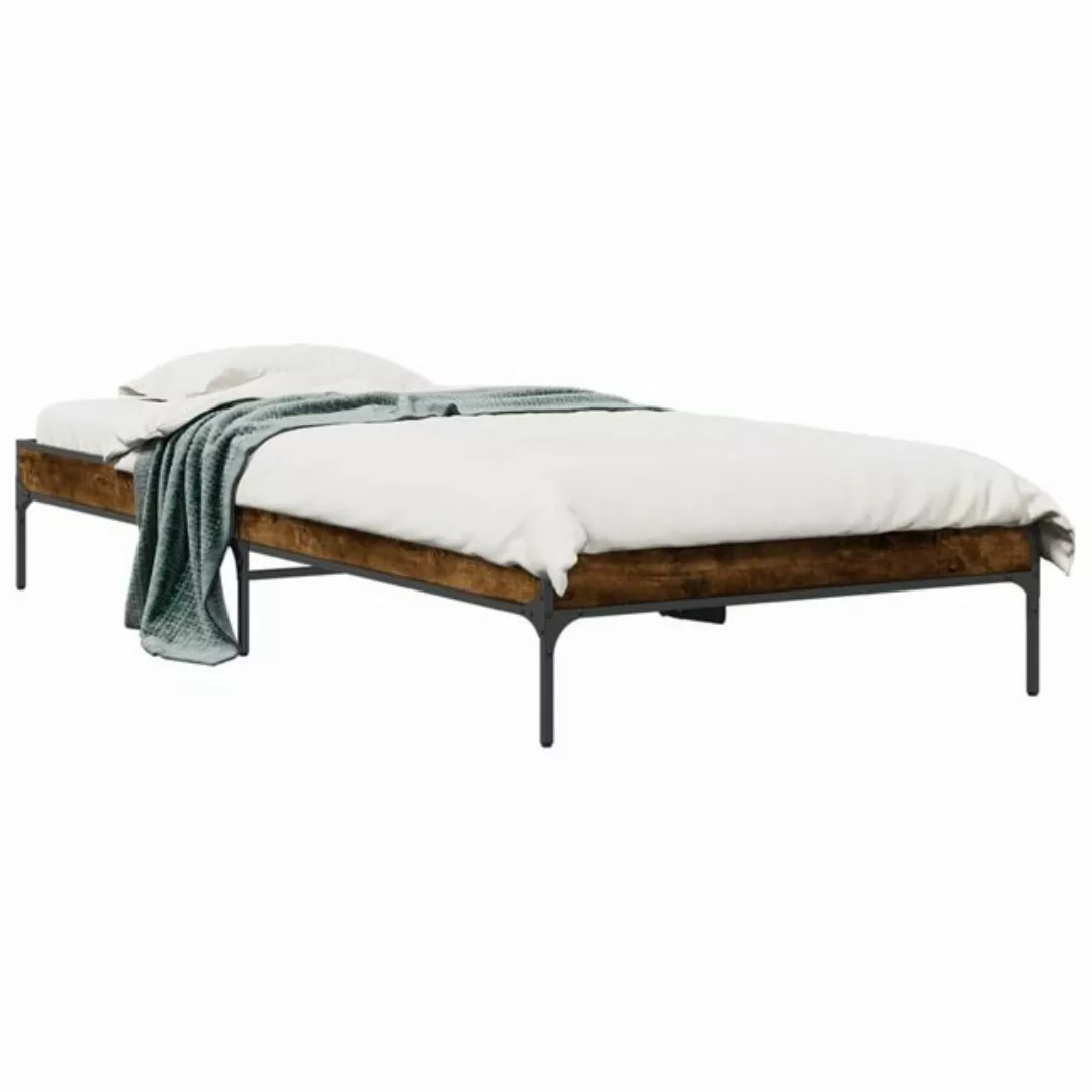 vidaXL Bett Bettgestell Räuchereiche 90x190 cm Holzwerkstoff und Metall günstig online kaufen