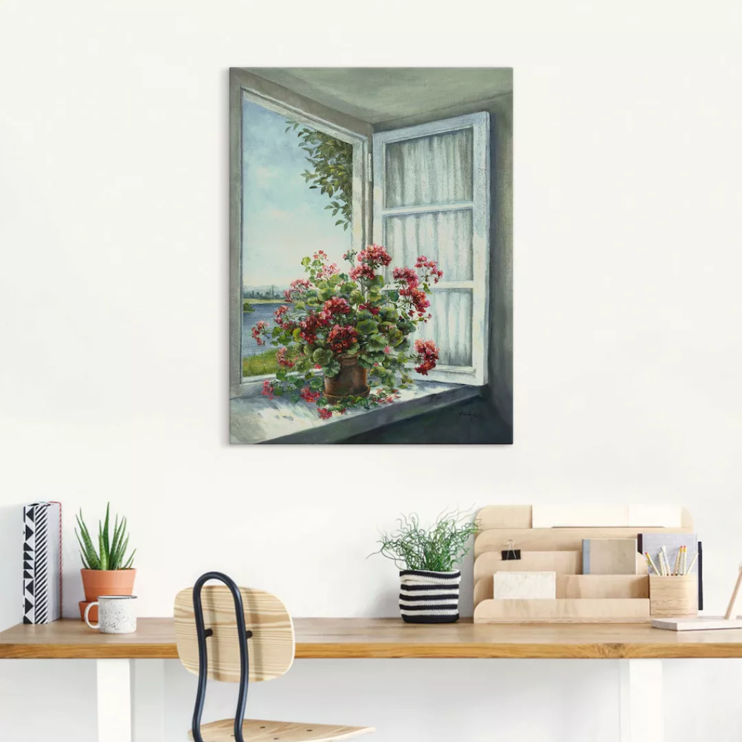 Artland Wandbild »Geranien am Fenster«, Blumen, (1 St.), als Alubild, Outdo günstig online kaufen