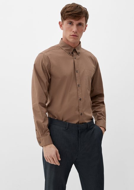 s.Oliver Langarmhemd Regular: Hemd aus Baumwollstretch günstig online kaufen