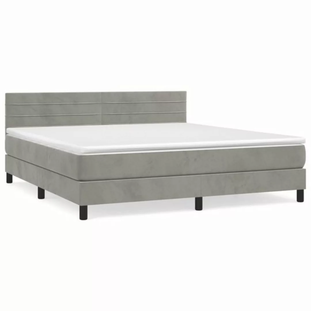 furnicato Bettgestell Boxspringbett mit Matratze Hellgrau 160x200 cm Samt günstig online kaufen