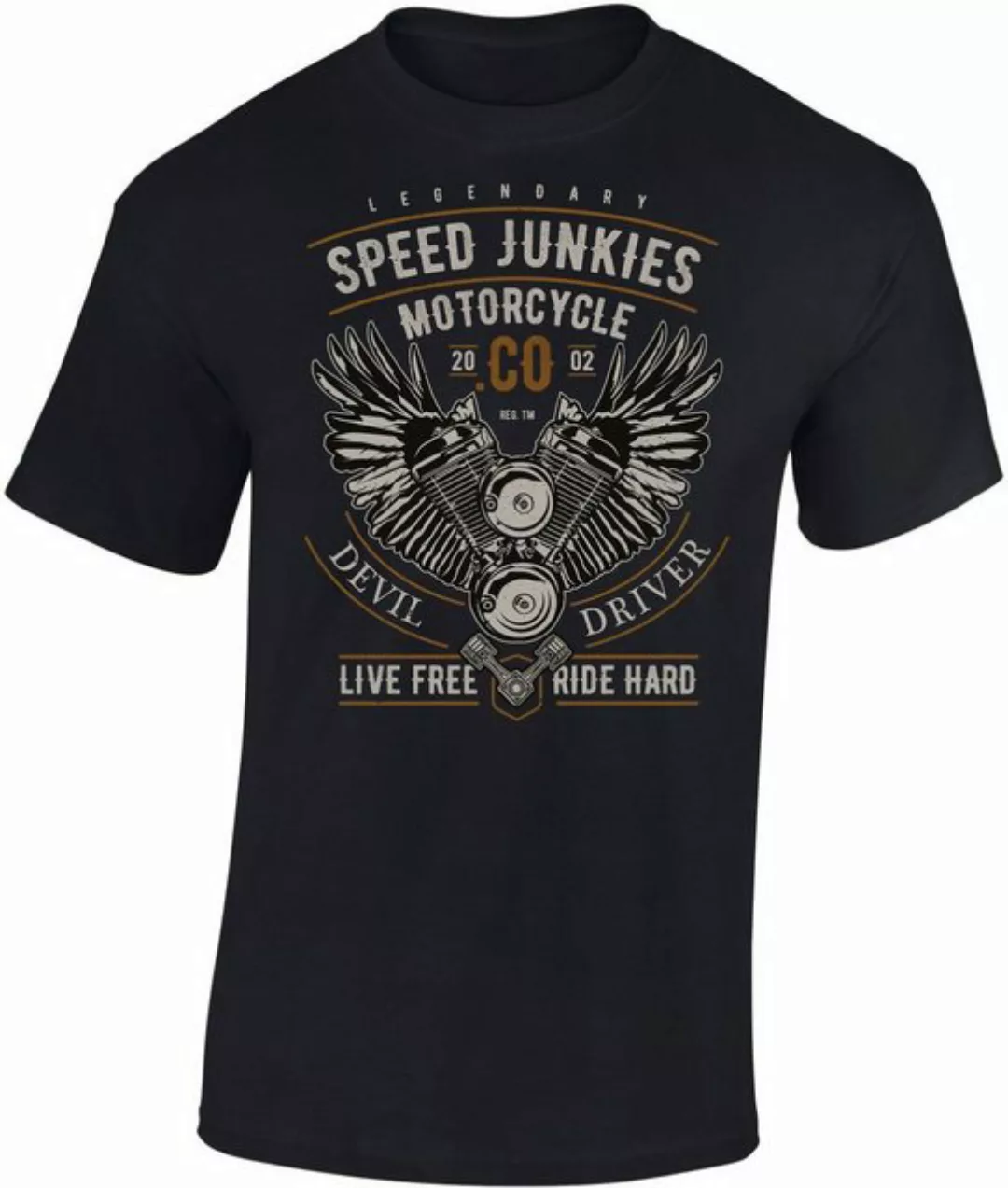 Baddery Print-Shirt Biker Shirt, "Legendary Speed Junkies", Motorrad T-Shir günstig online kaufen