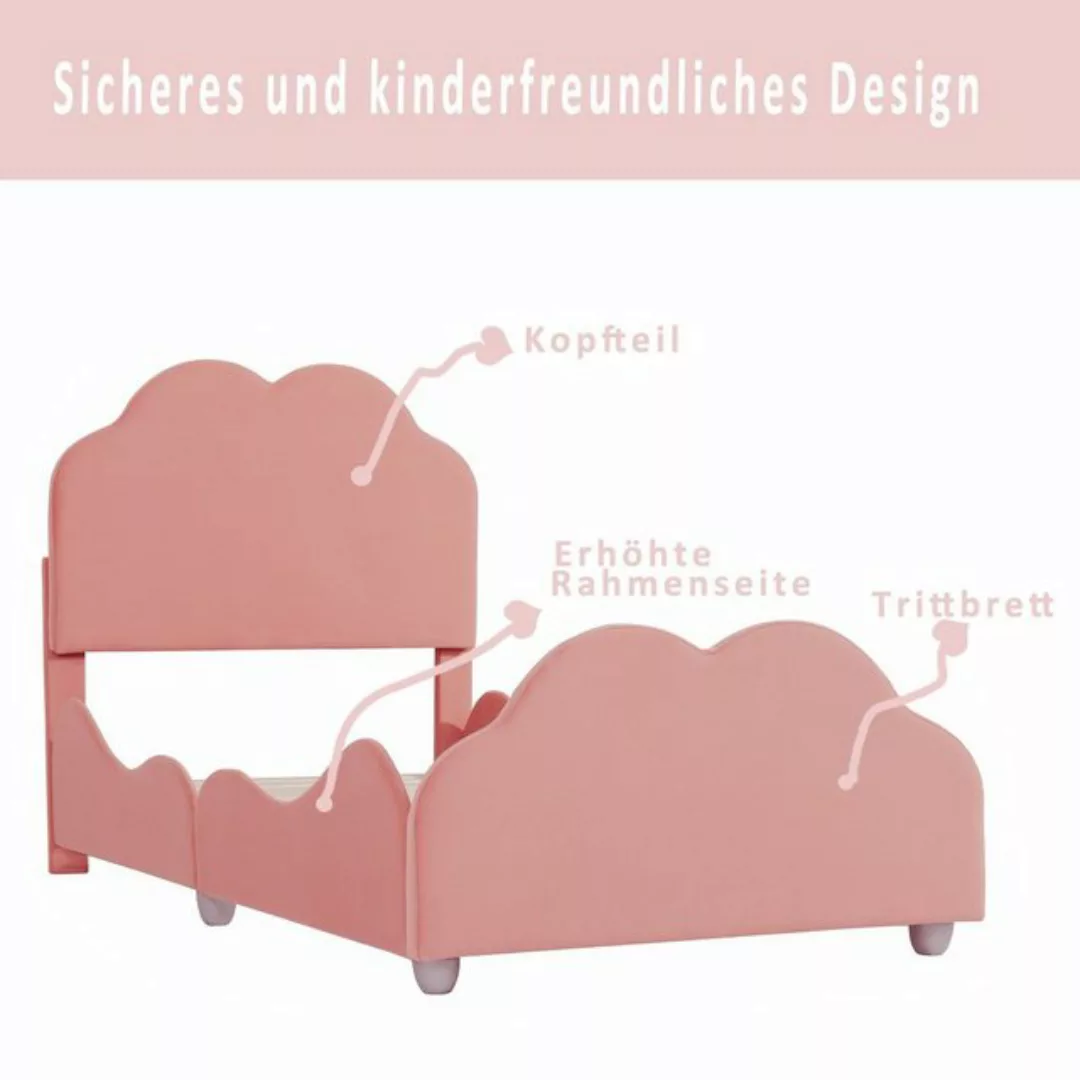 WISHDOR Einzelbett Bett Polsterbett Kinderbett Gästebett, Samt 90 x 200 cm günstig online kaufen