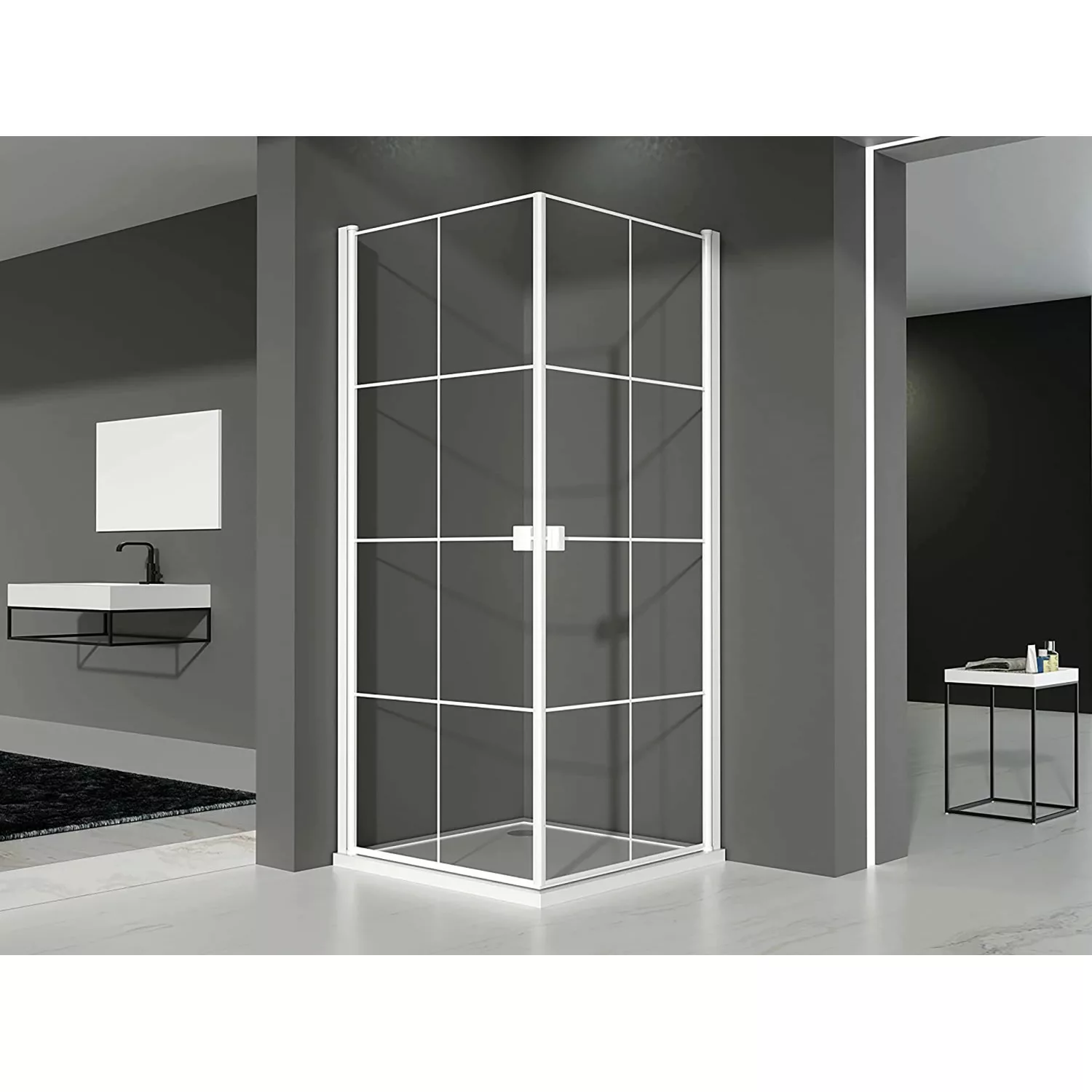 Aurlane Glasdusche Clean Line Weiß 90 cm x 90 cm x 200 cm günstig online kaufen