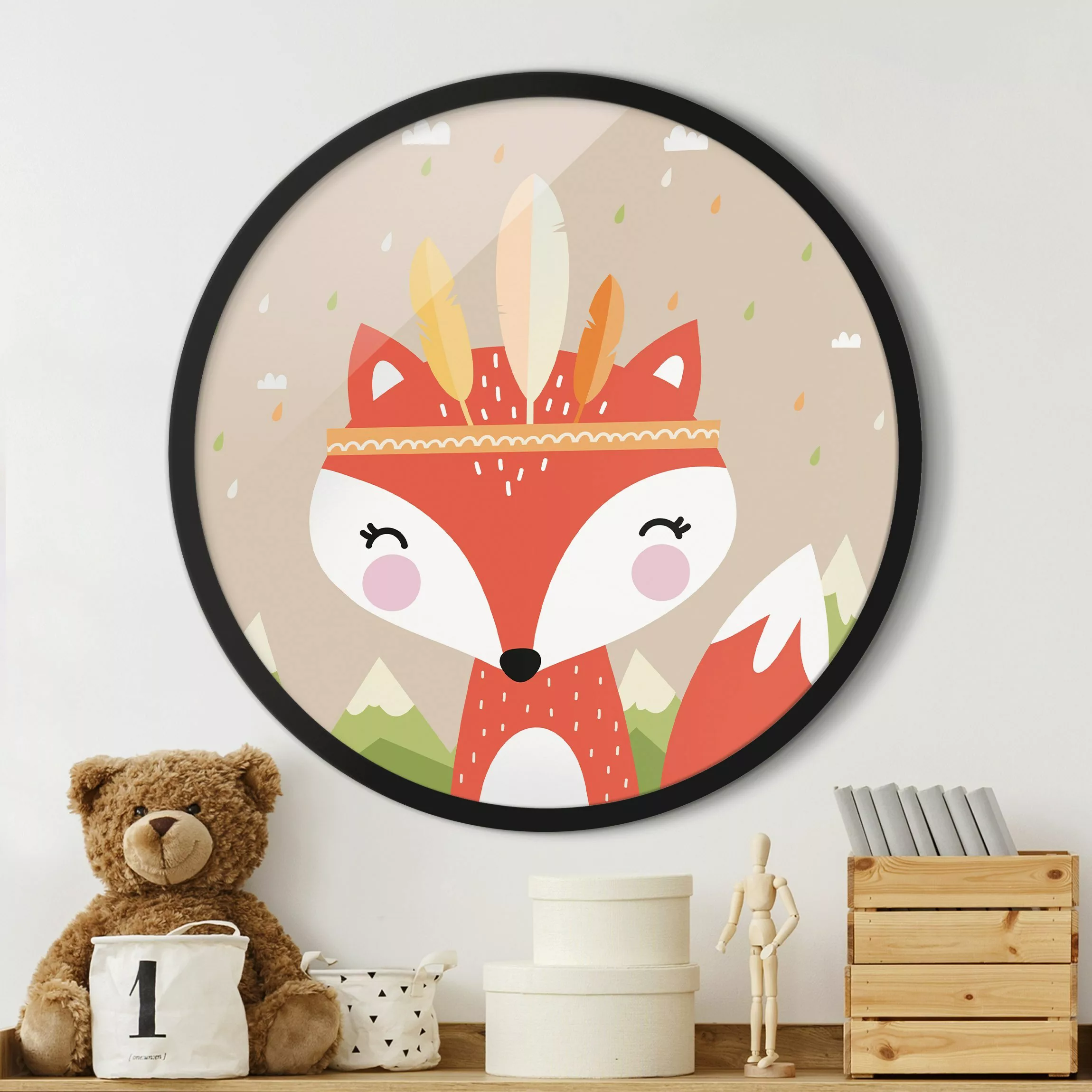 Rundes Gerahmtes Bild Indianerfuchs günstig online kaufen