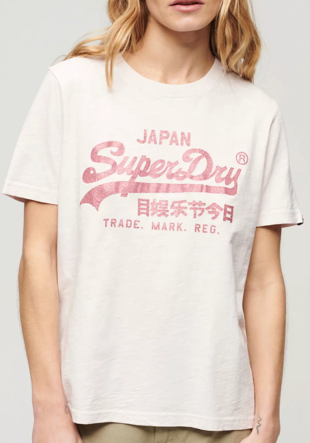 Superdry T-Shirt METALLIC VL RELAXED T SHIRT Print-Shirt mit glitzerndem Lo günstig online kaufen