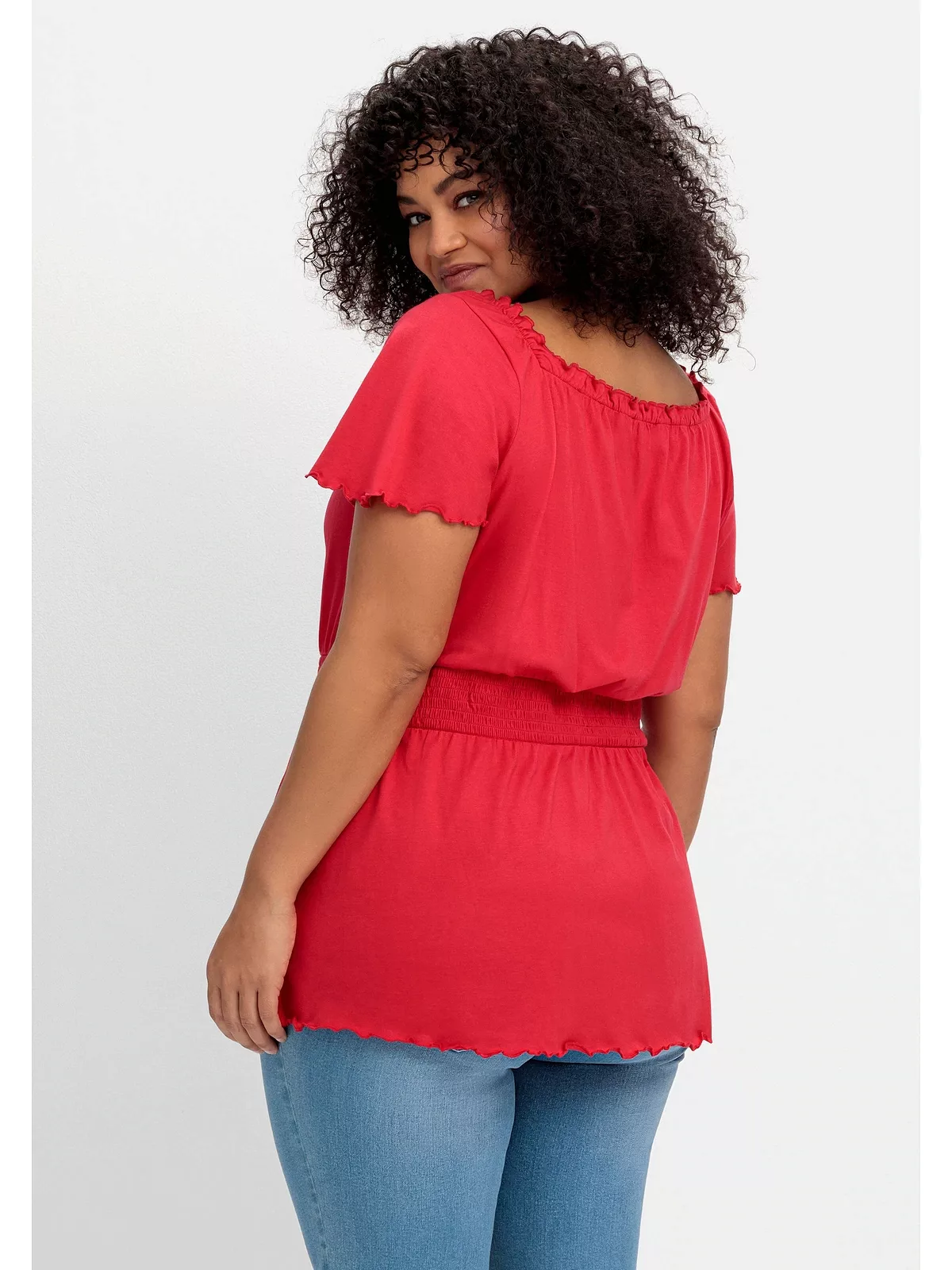 sheego by Joe Browns T-Shirt "Große Größen", mit Karree-Ausschnitt und Smok günstig online kaufen