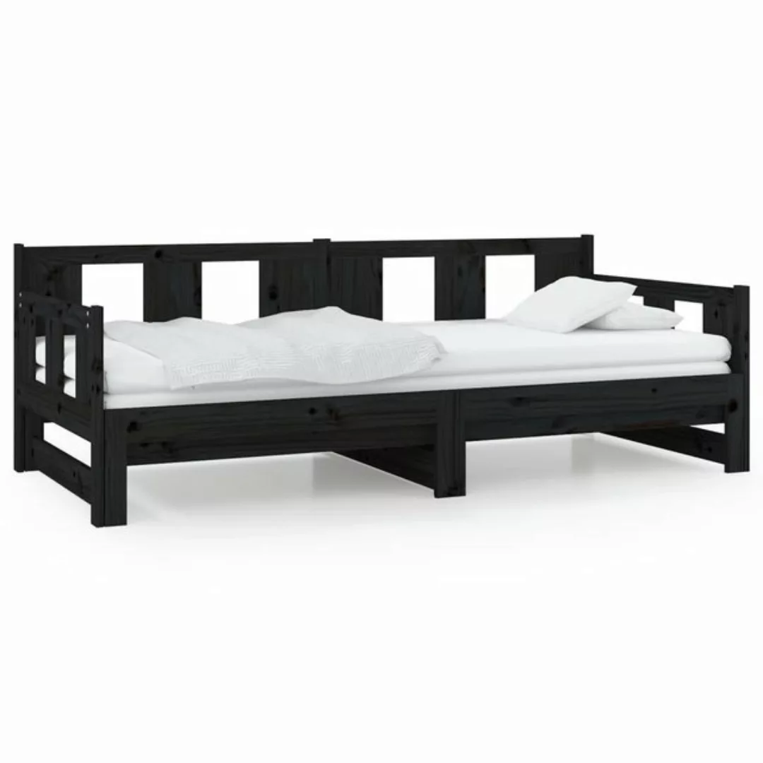furnicato Bett Tagesbett Ausziehbar Schwarz Massivholz Kiefer 2x(90x200) cm günstig online kaufen