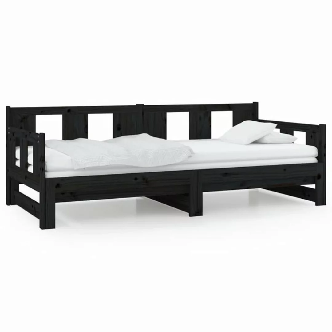 vidaXL Gästebett Tagesbett Gästebett Ausziehbar Schwarz Massivholz Kiefer 2 günstig online kaufen