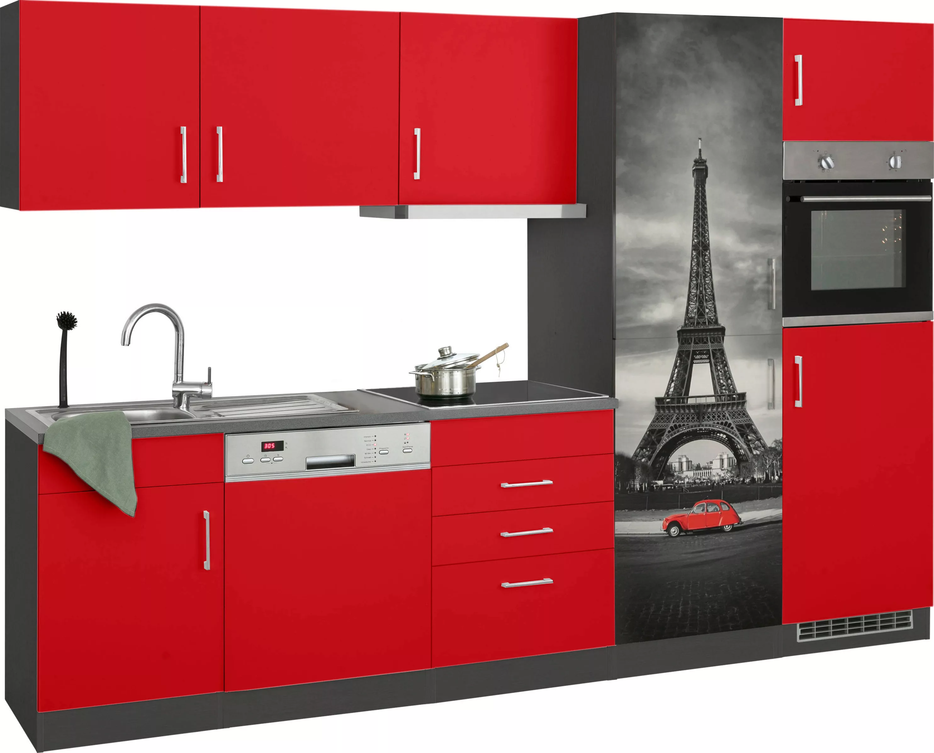 HELD MÖBEL Küchenzeile »Paris«, mit E-Geräten, Breite 290 cm, wahlweise mit günstig online kaufen