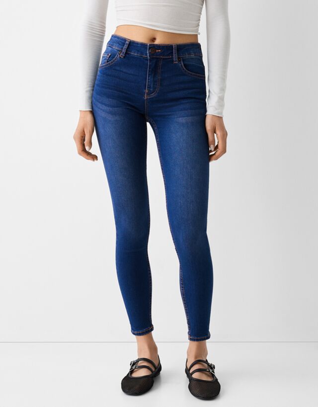 Bershka Push-Up-Skinny-Jeans Bskteen 34 Blau günstig online kaufen