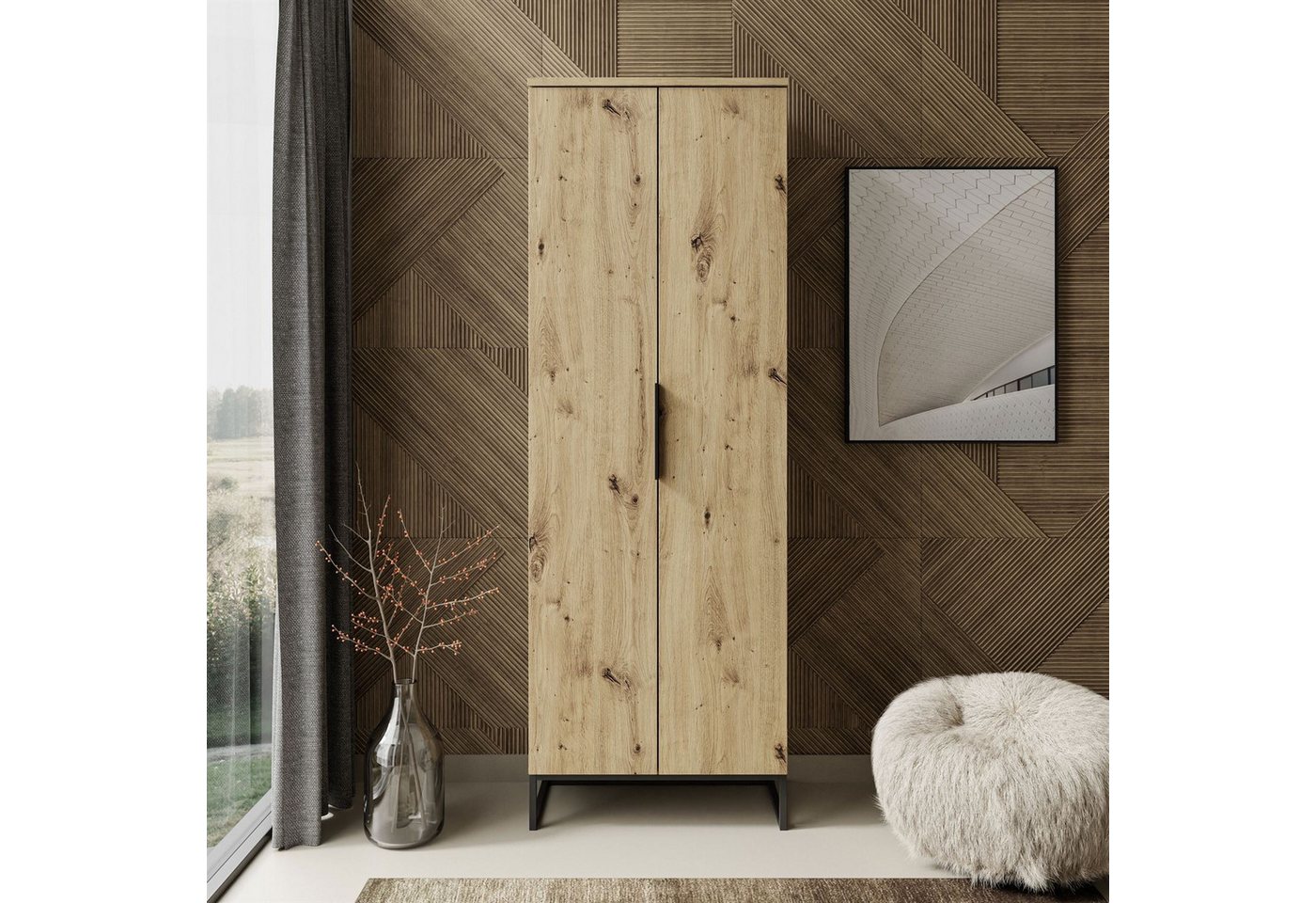 ALLHOUSE24 Kleiderschrank ADLON 68x197 cm Zweitüriger Schrank Artisan Eiche günstig online kaufen