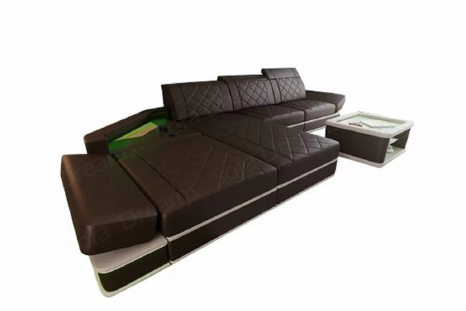 Sofa Dreams Ecksofa Leder Designer Sofa Couch Perugia L Form Ledersofa, Led günstig online kaufen