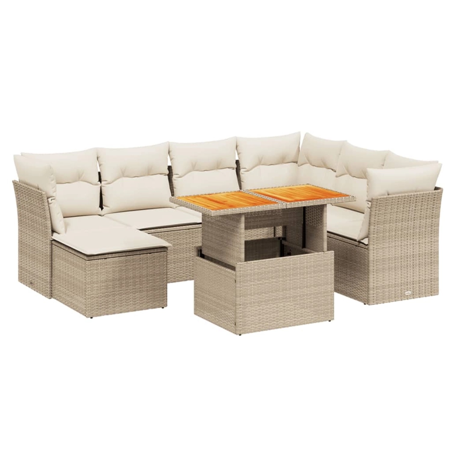 vidaXL 8-Tlg Garten-Sofagarnitur mit Kissen Beige Poly Rattan 3270953 günstig online kaufen