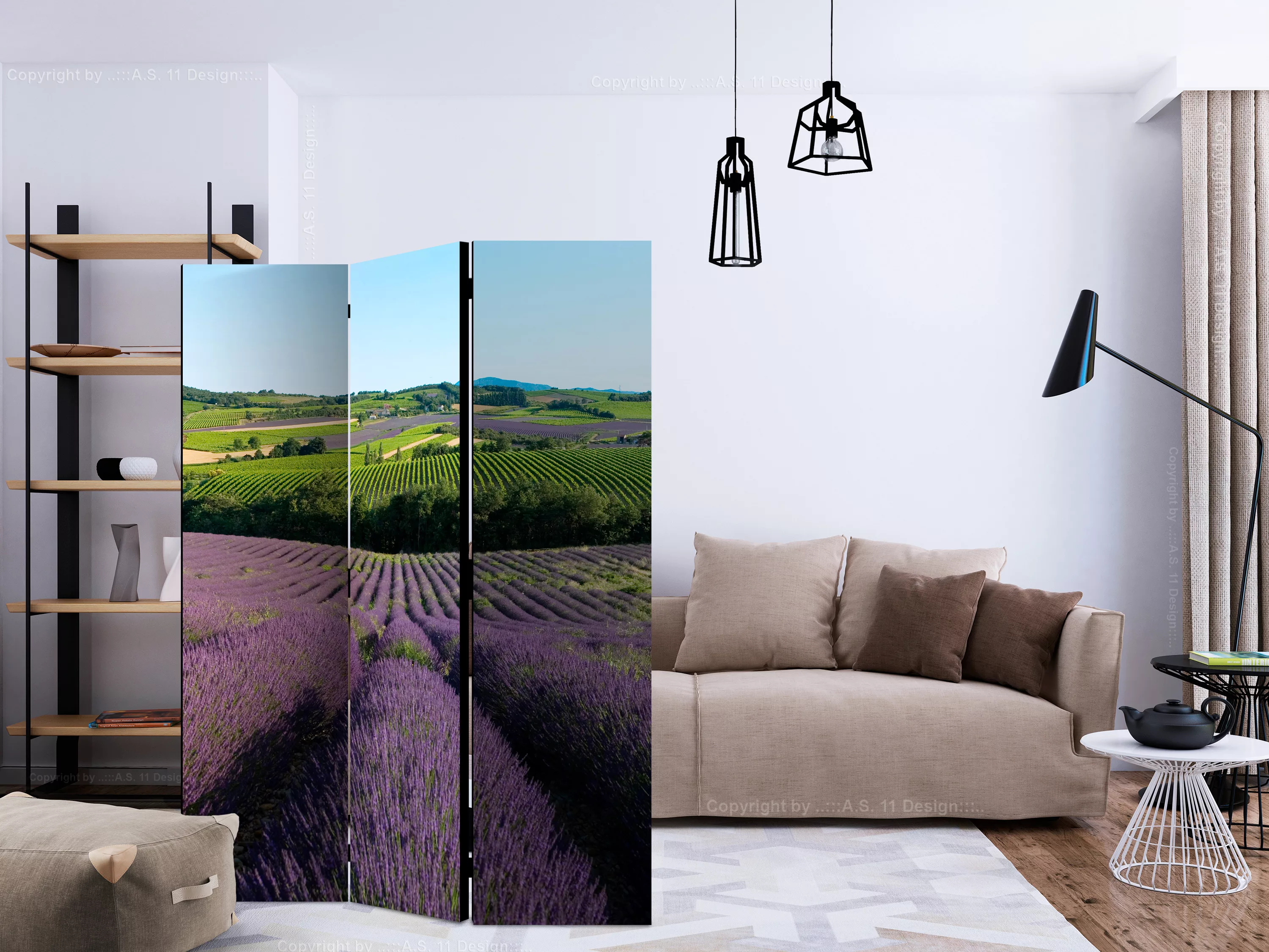 3-teiliges Paravent - Lavender Fields [room Dividers] günstig online kaufen