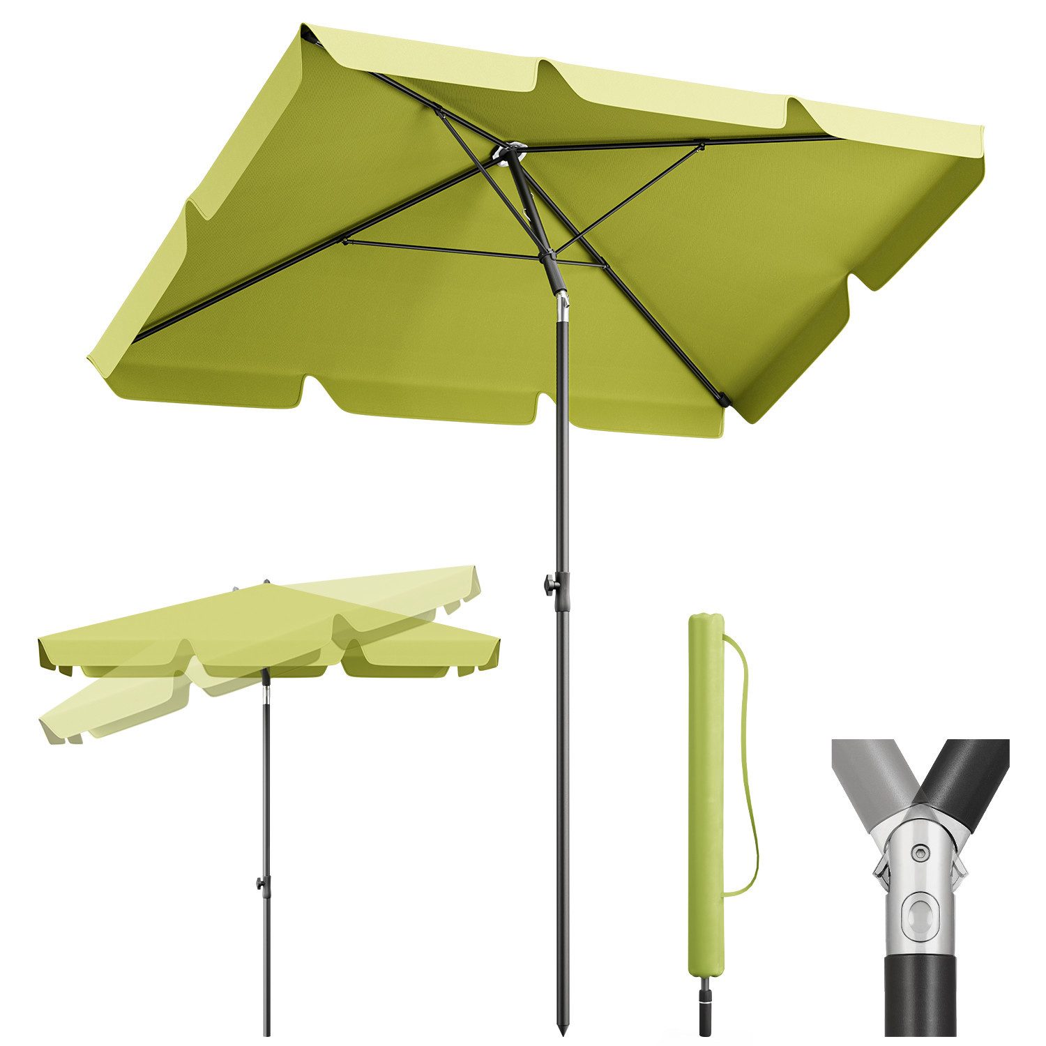 Sekey Rechteckschirm 200cm x 125cm Sonnenschirm günstig online kaufen
