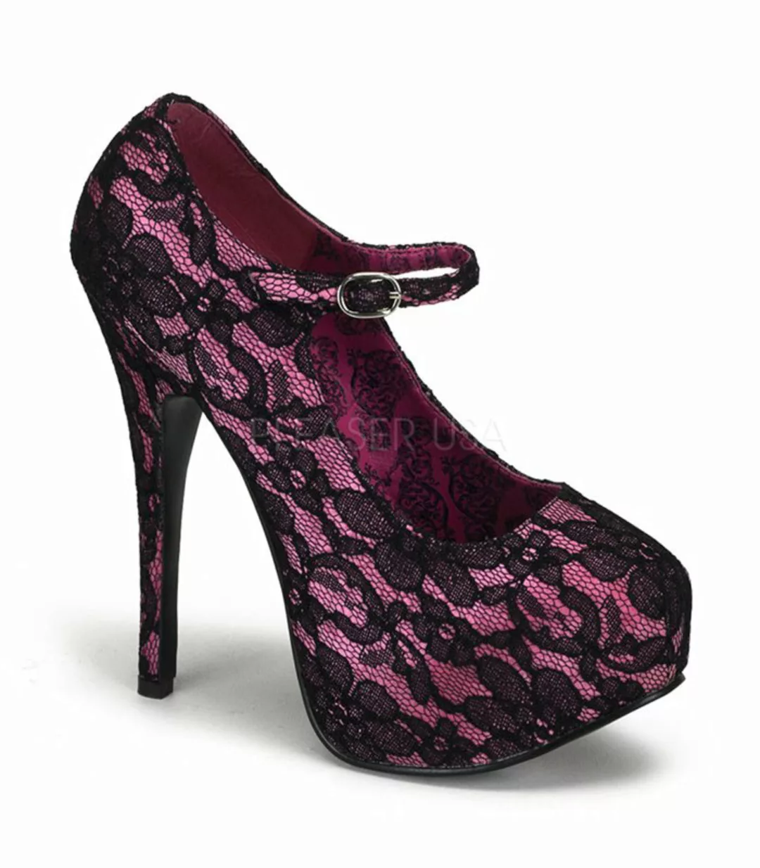 Maryjane Pumps TEEZE-07L - Hot Pink/Schwarz (Schuhgröße: EUR 36) günstig online kaufen