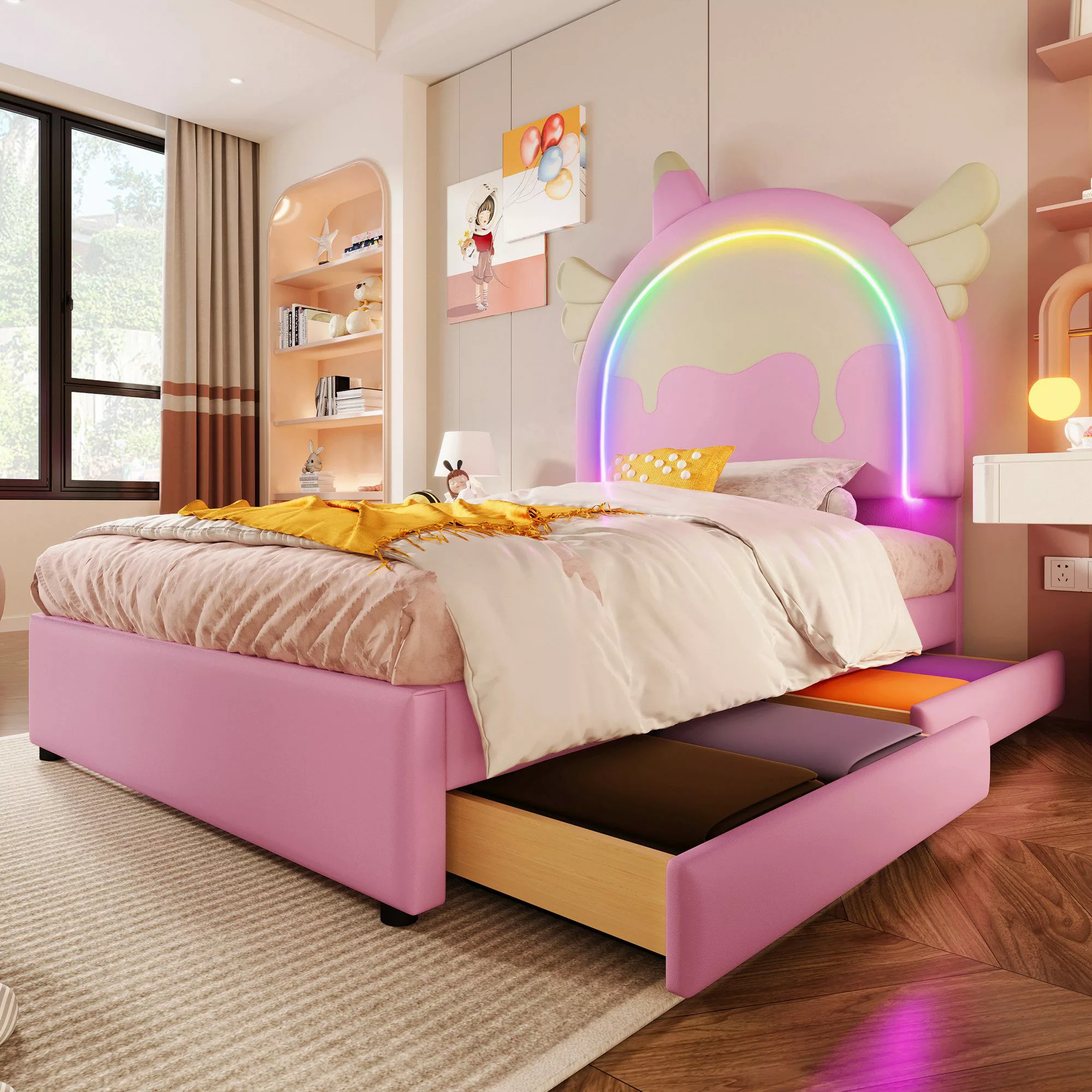 REDOM Kinderbett ausgestattet mit ausziehbares rollbett, günstig online kaufen
