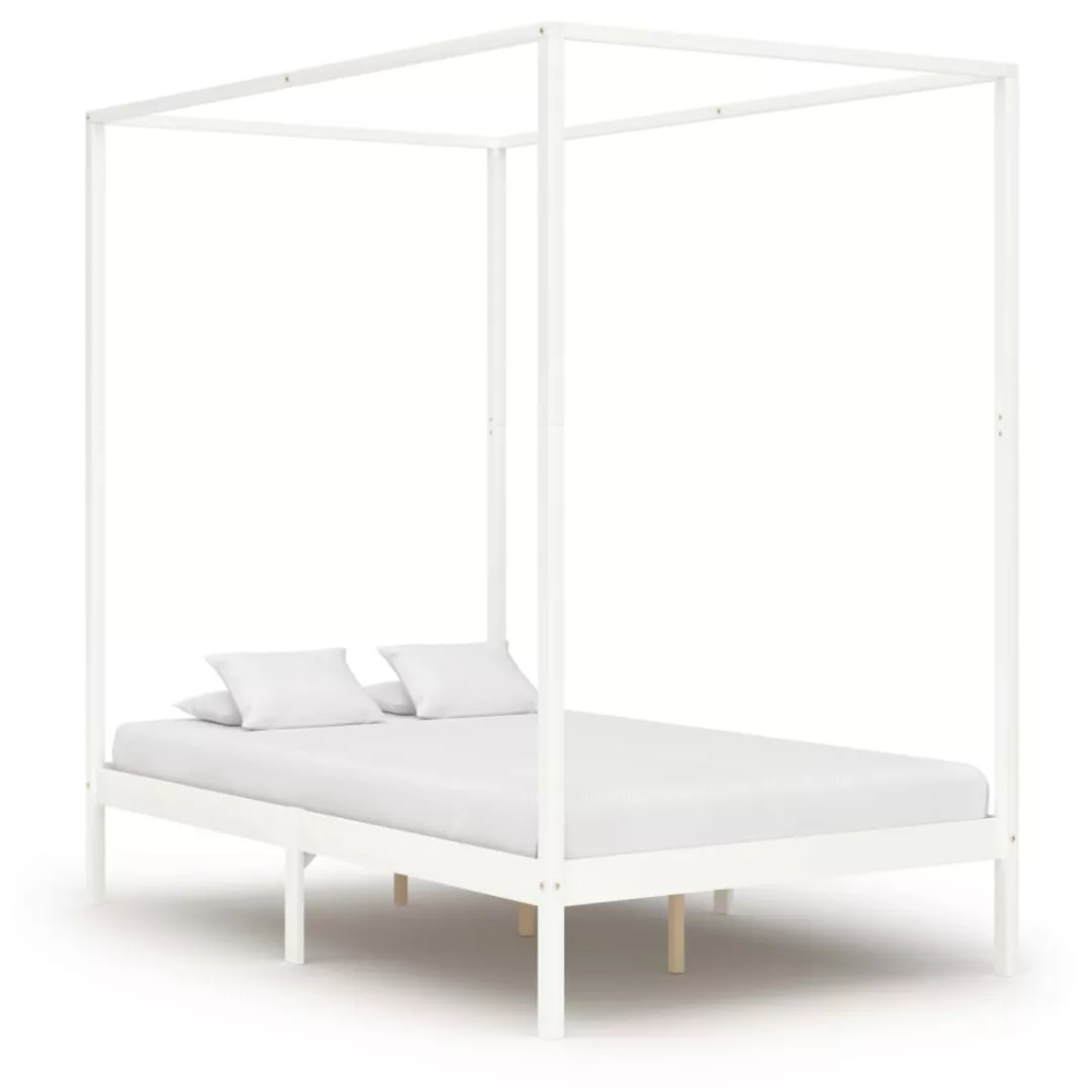 Himmelbett-gestell 2 Schubladen Weiß Kiefernholz 140x200cm günstig online kaufen