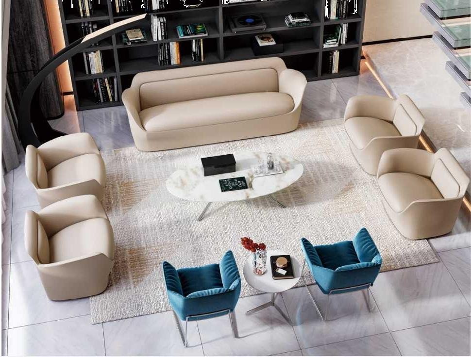 Xlmoebel Sofa Sofa-Set mit 3-Sitzer Ledersofa und 2 Stühlen, 7-teiliges, He günstig online kaufen